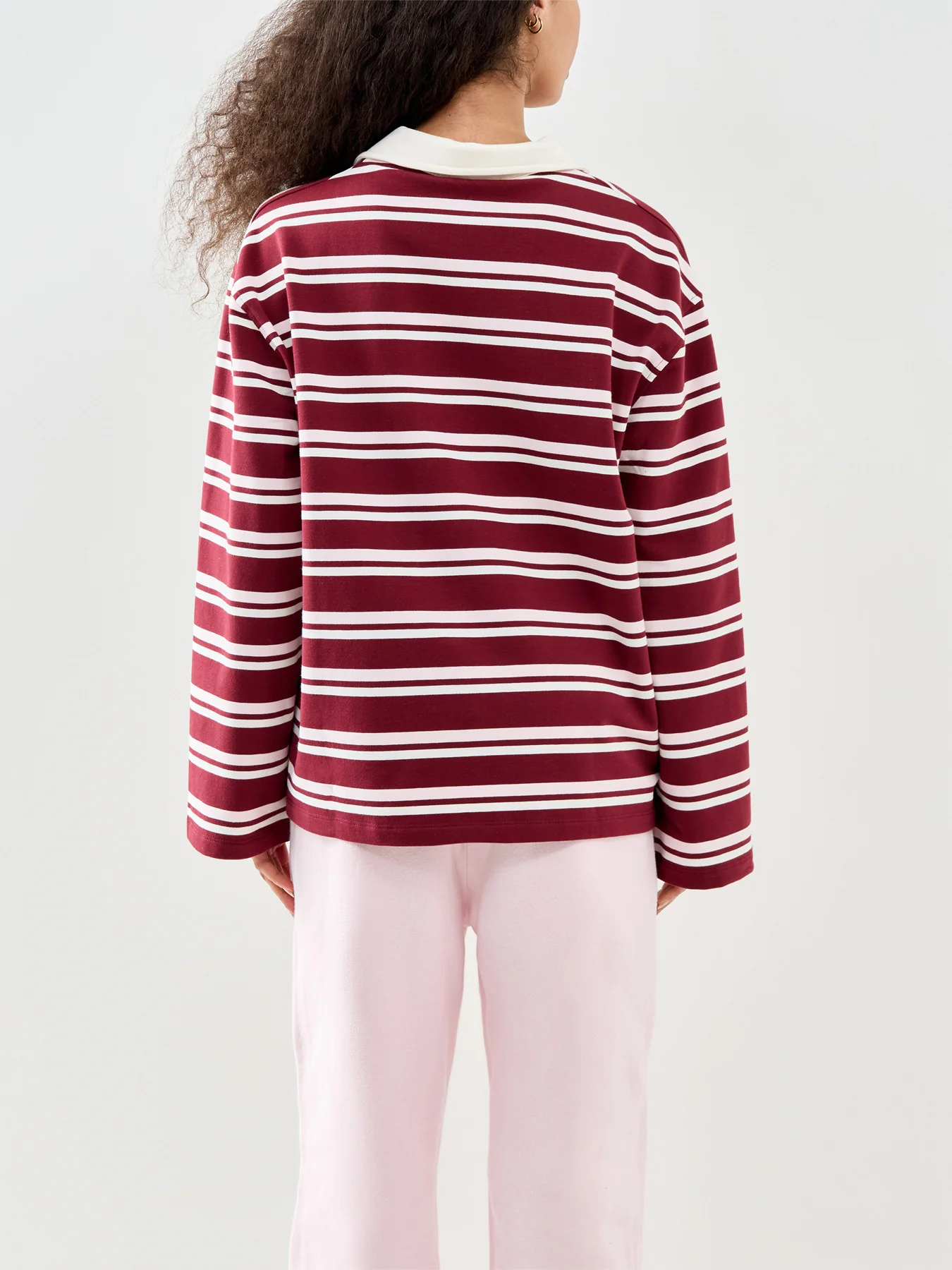 Hailey Stripe Rugby Top Burgundy - Image 5