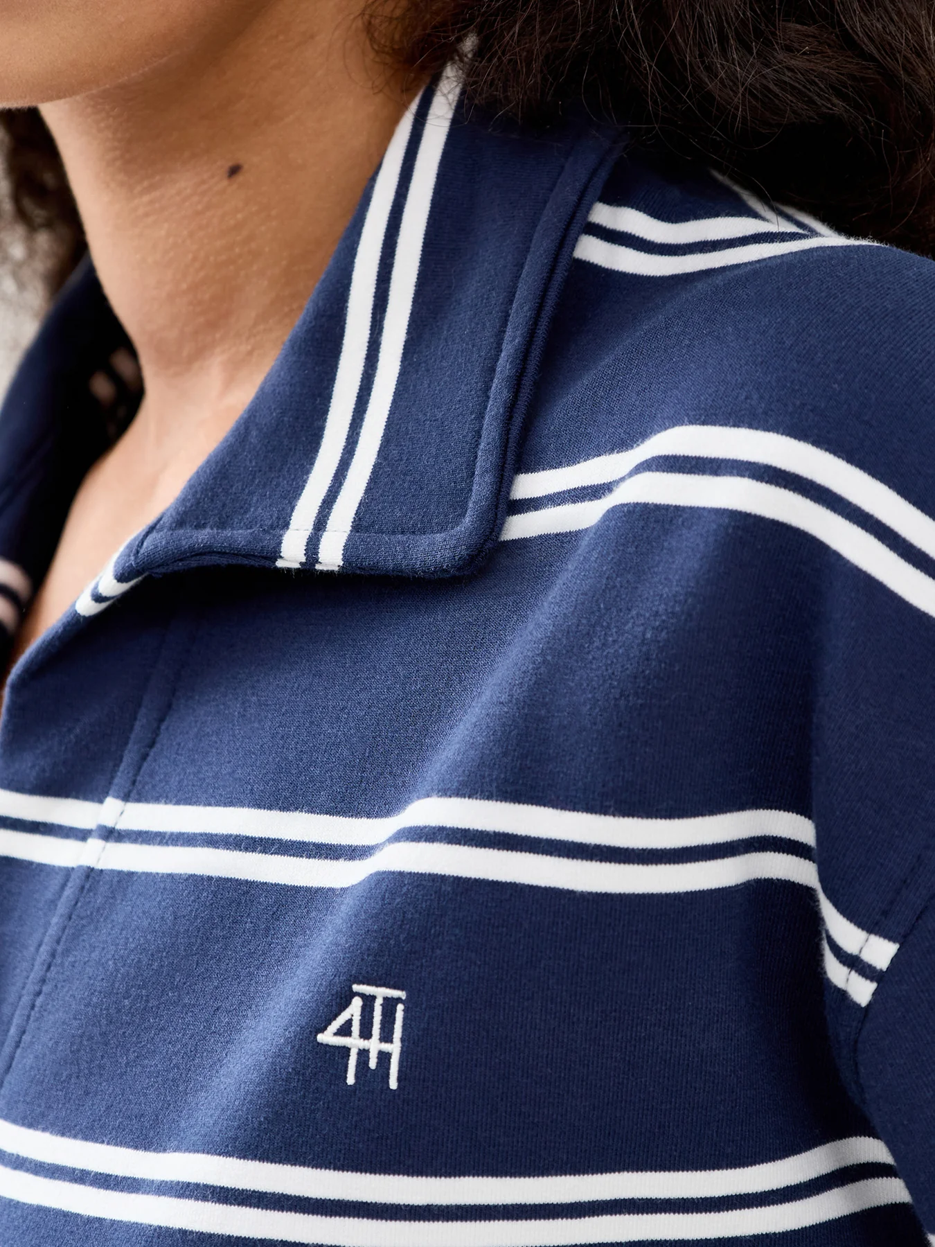 Hailey Stripe Rugby Top Navy - Image 3