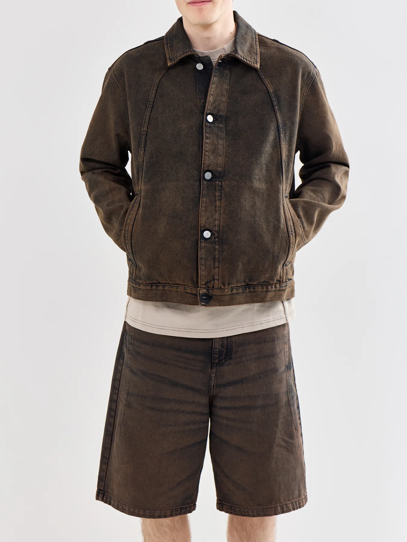 Organic Cotton Denim Jacket Brown - Image 4