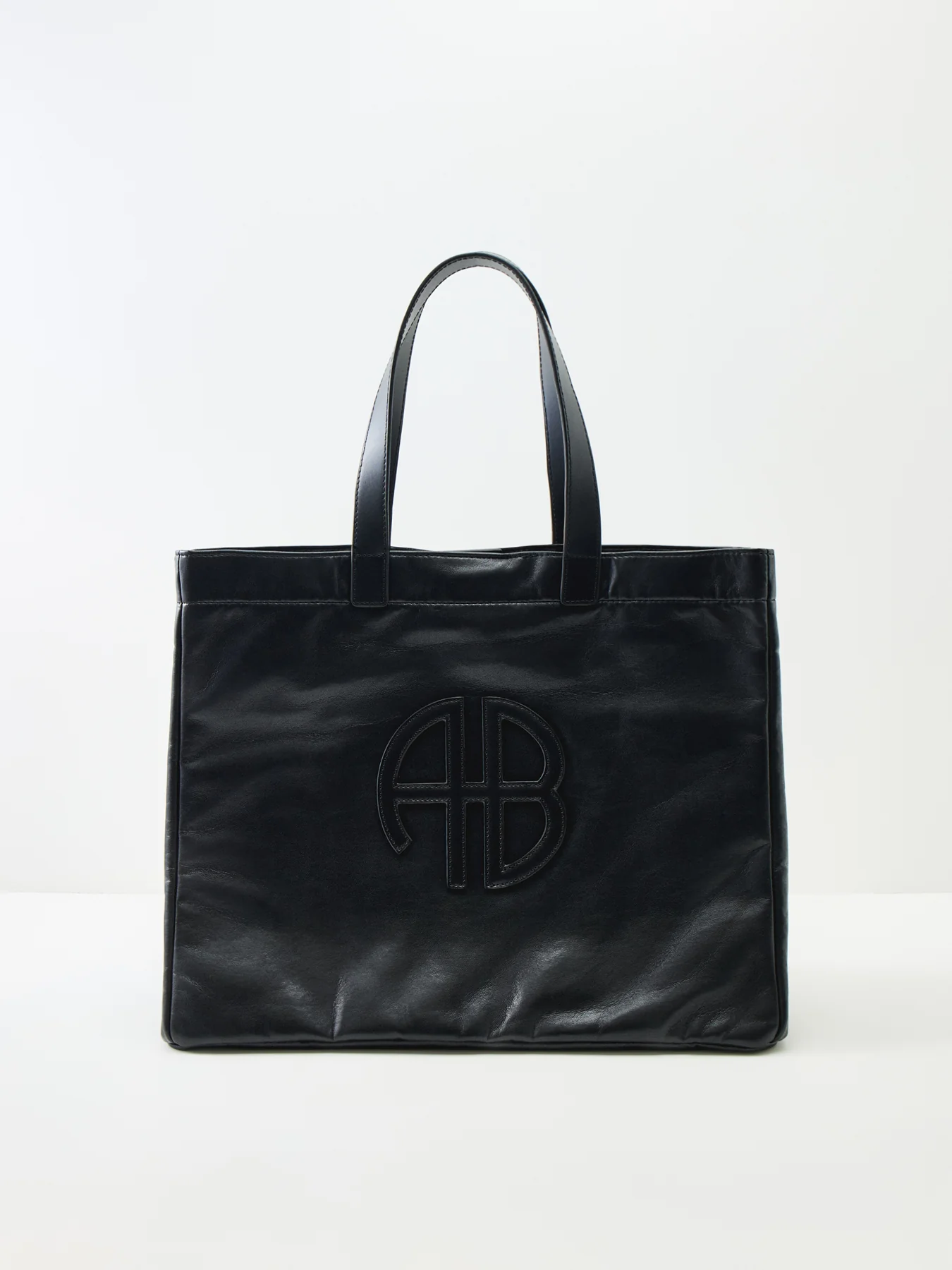 Large Rio Recycled Leather Tote Bag Black - Image 6