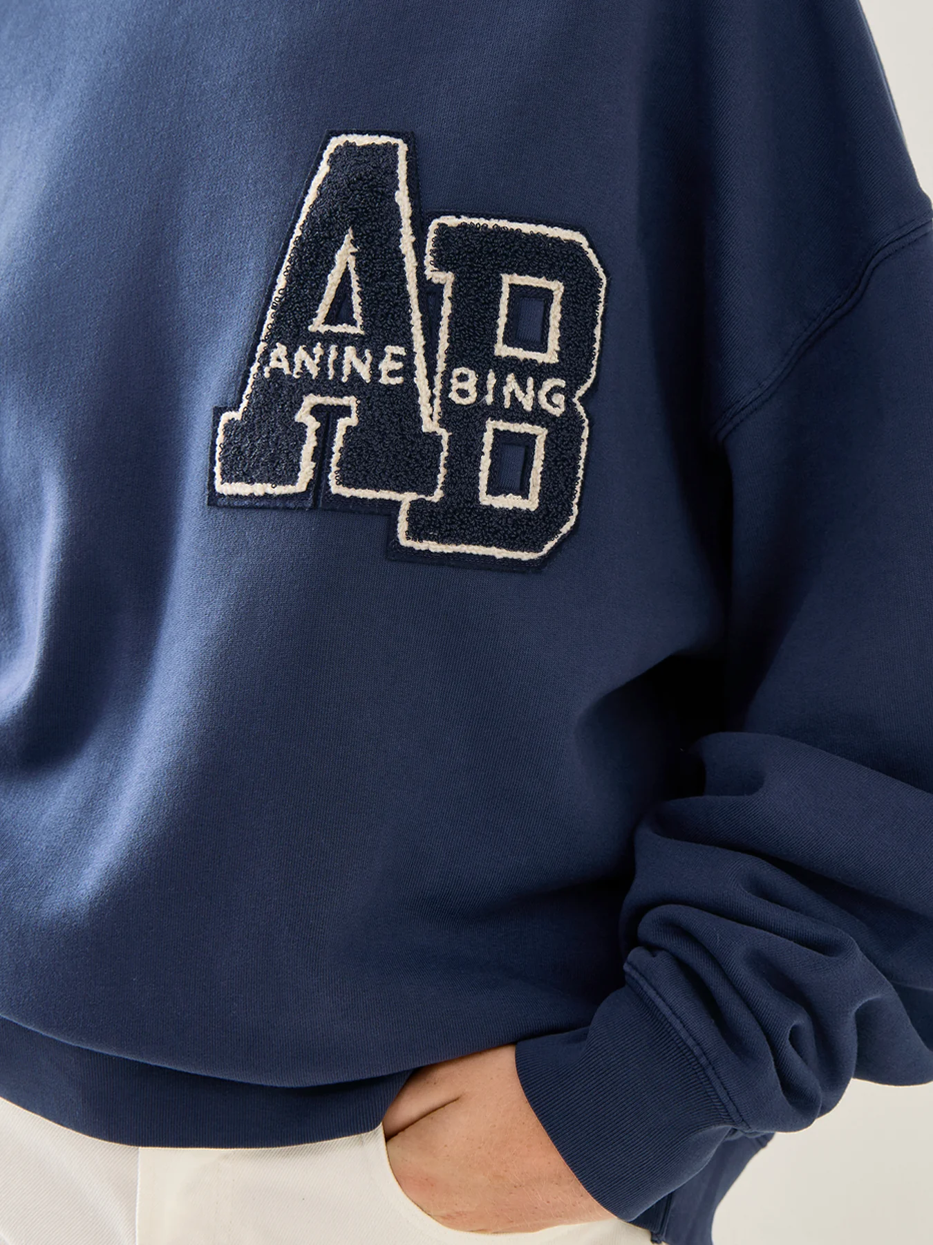 Miles Oversized Sweatshirt Letterman Cotton Dark Blue - Image 3