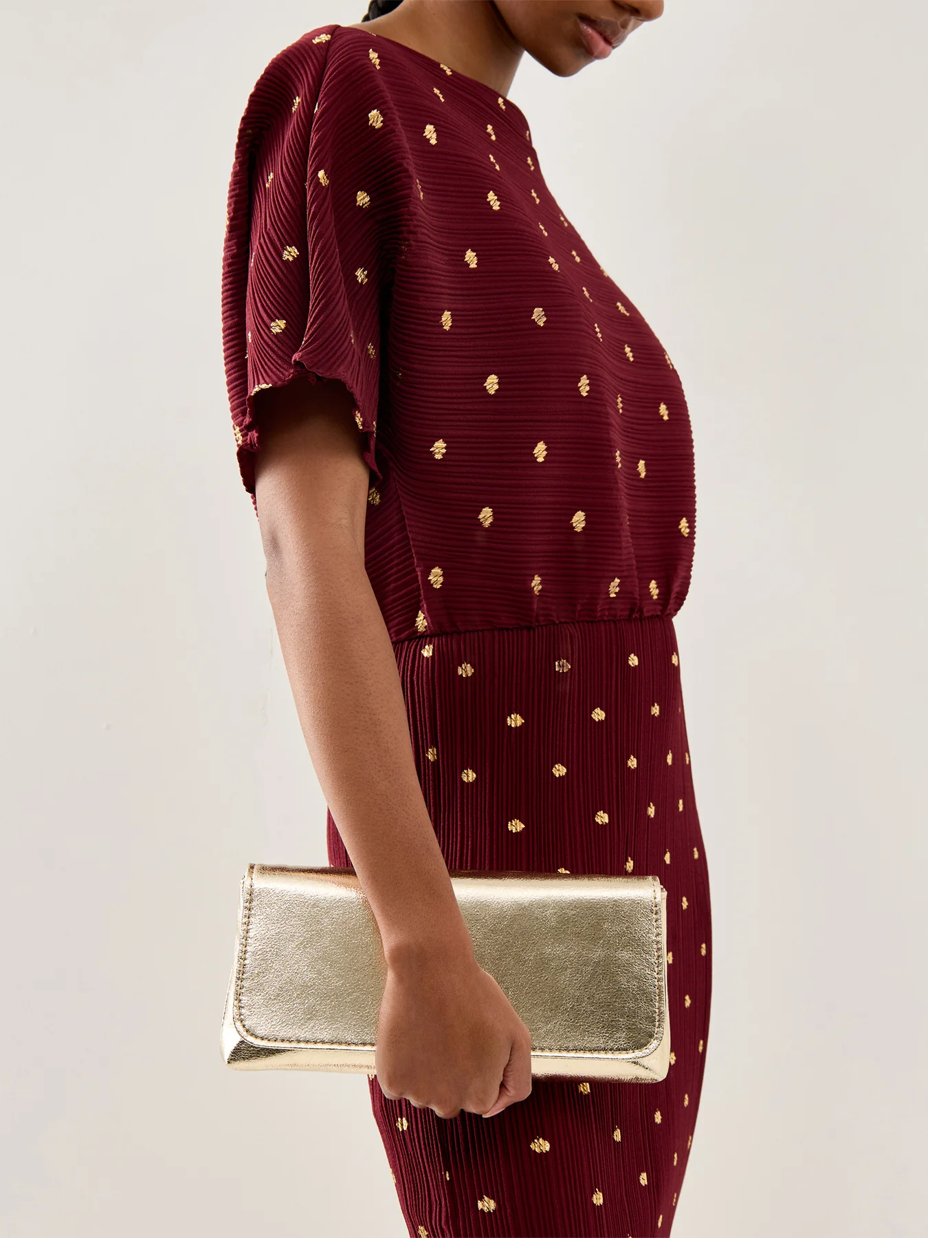 Metallic Foldover Clutch Gold - Image 2
