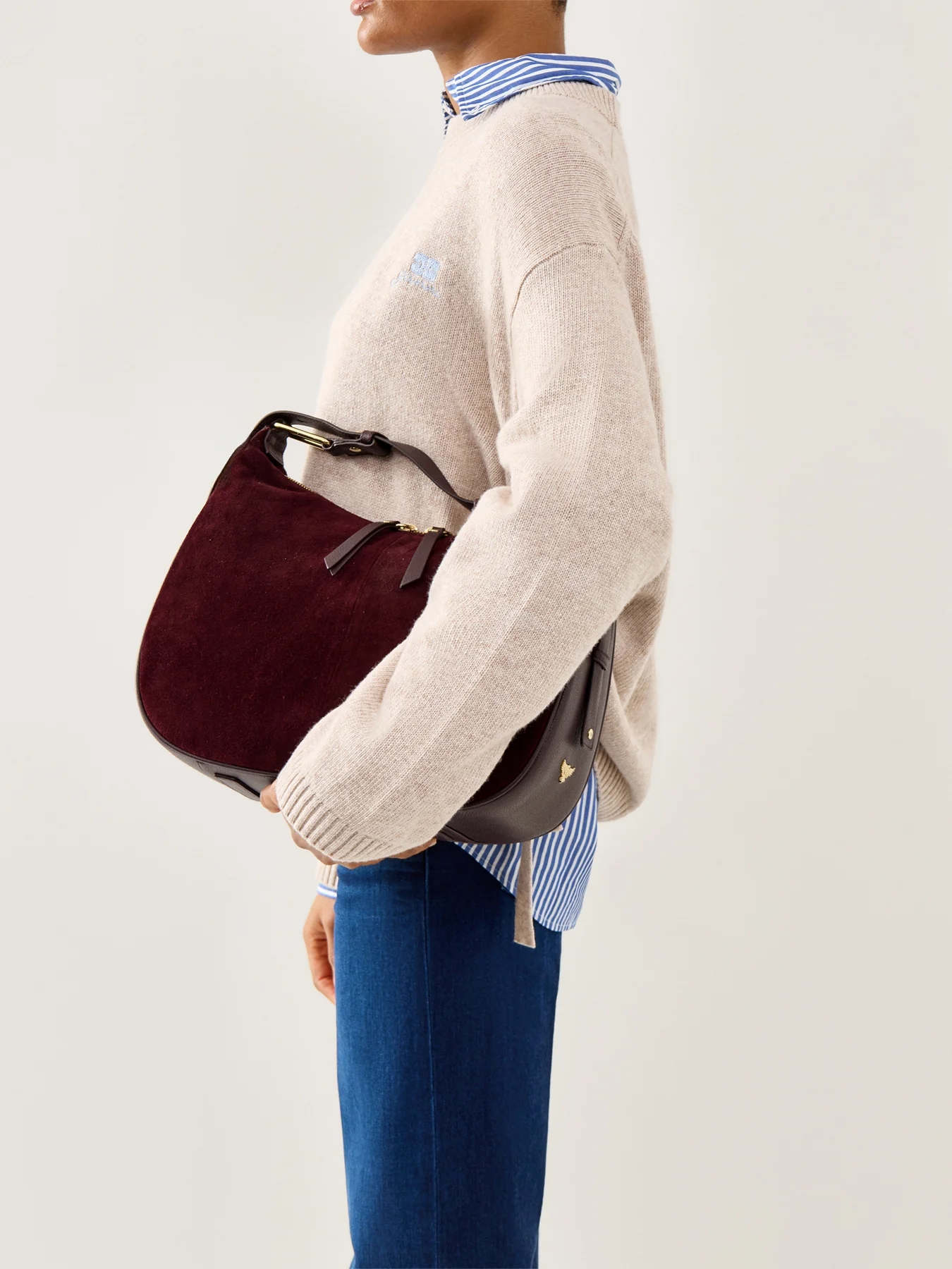 Charlie Suede Bag Burgundy - Image 2
