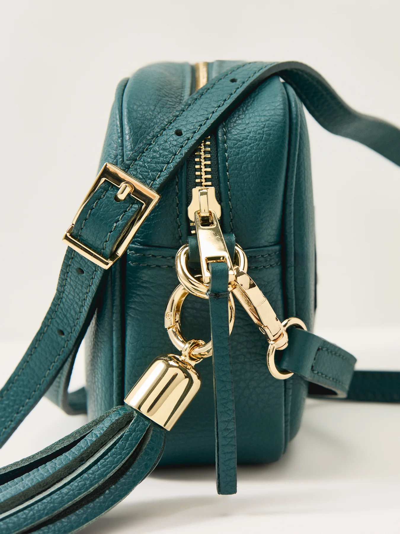 Tassel Leather Crossbody Bag Blue - Image 5