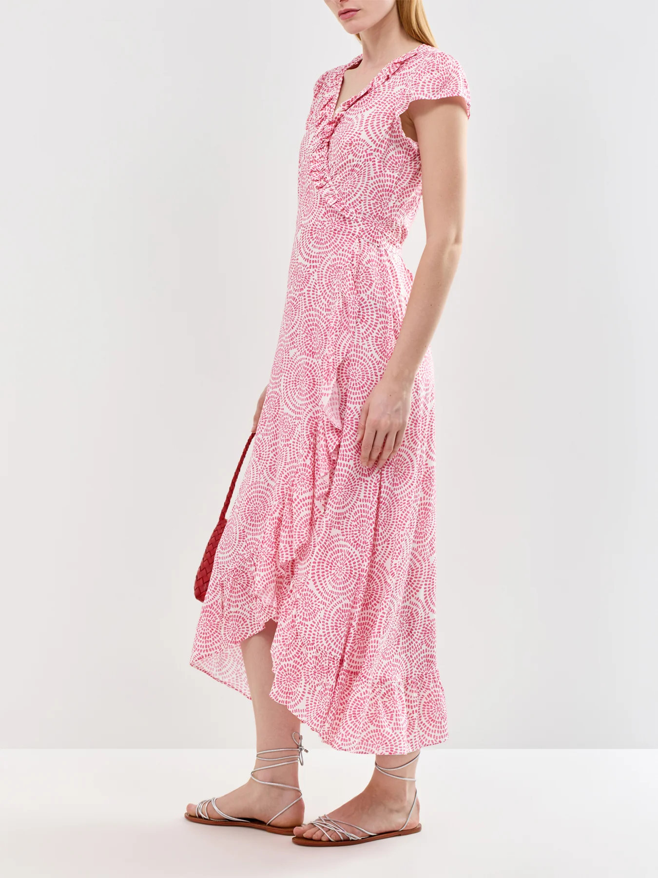 Demi EcoVero Wrap Midi Dress Pink - Image 4