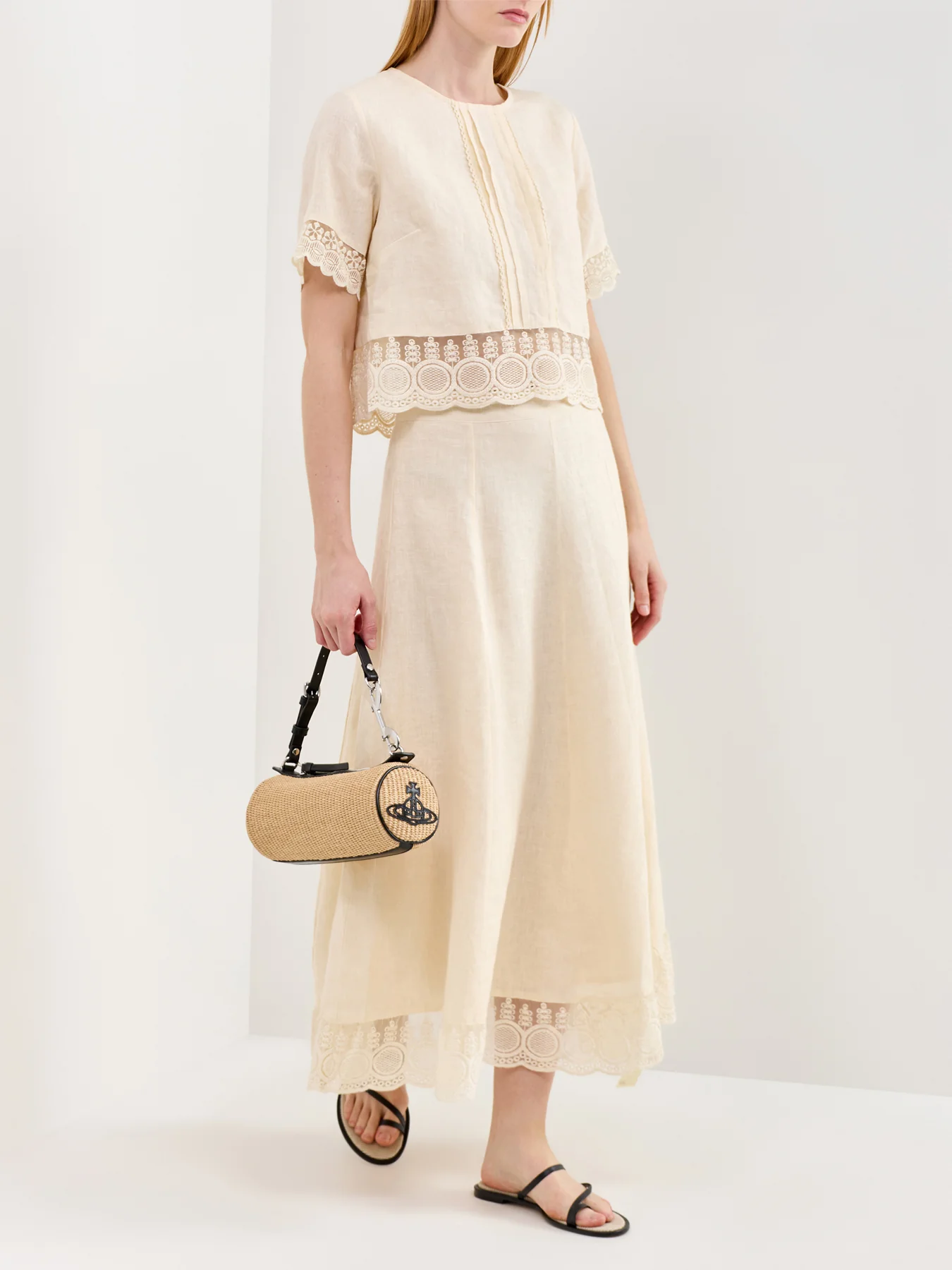 Linen Lace Skirt Cream - Image 2