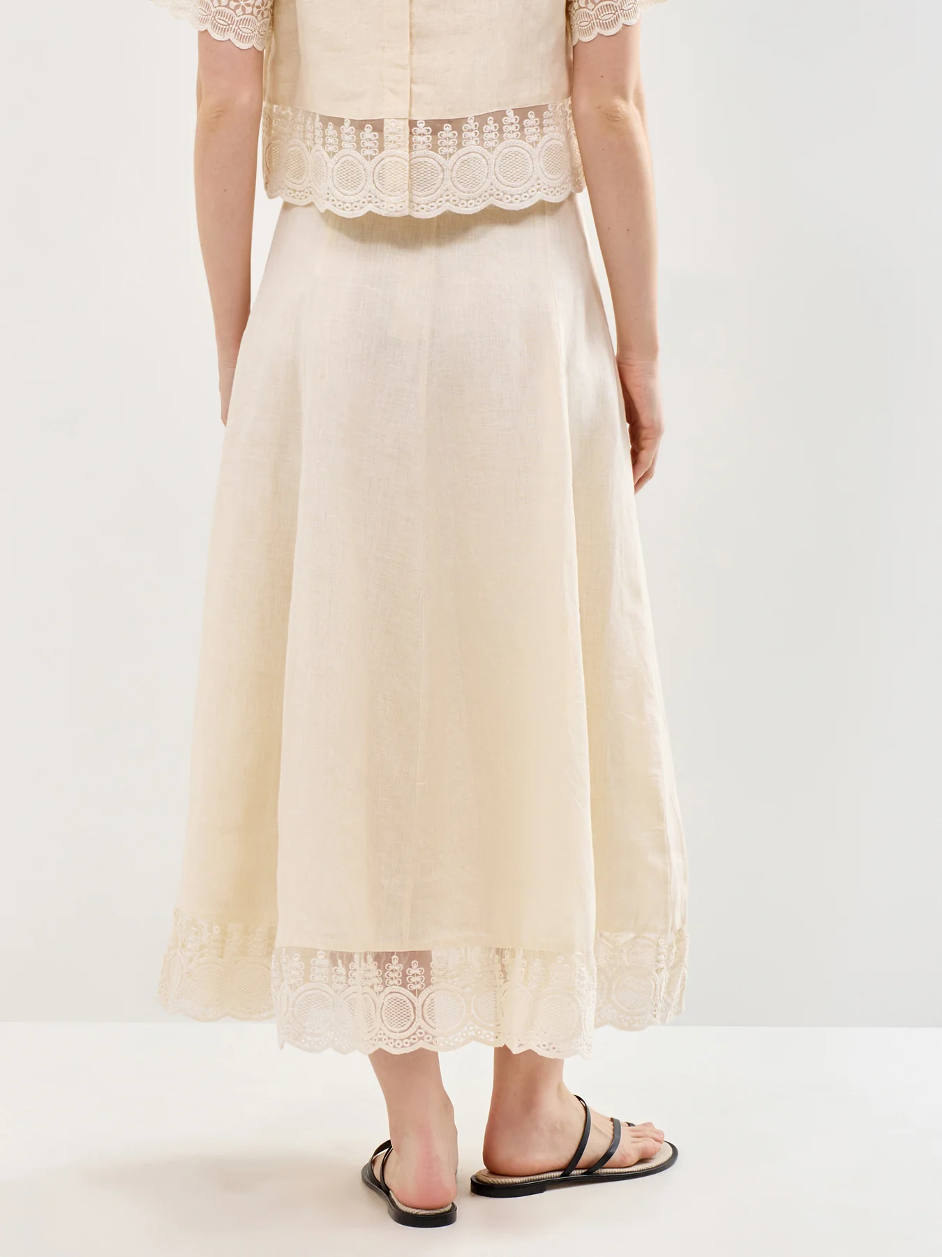 Linen Lace Skirt Cream - Image 5