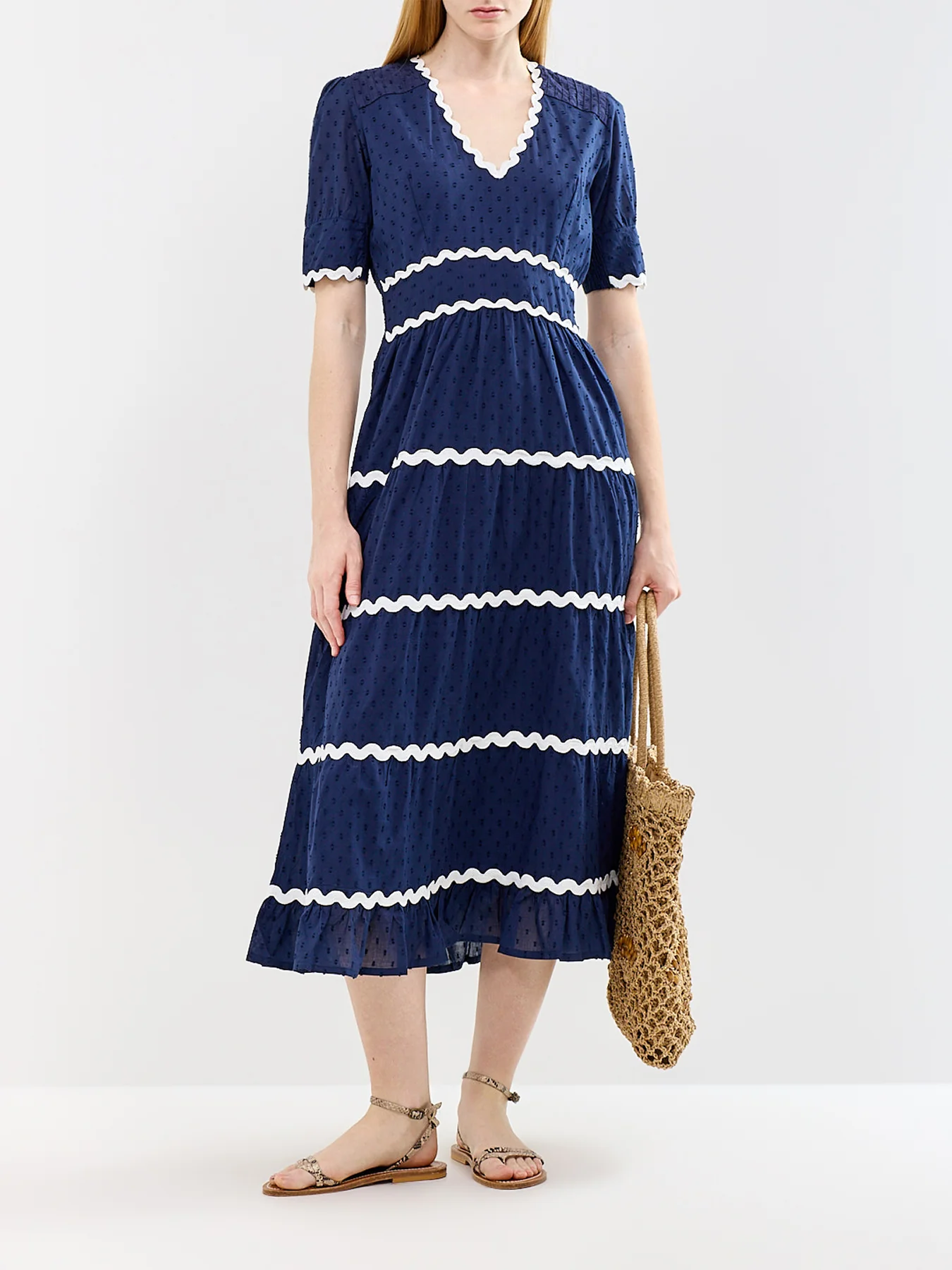 Viola Ric Rac Maxi Dress Navy - Image 2