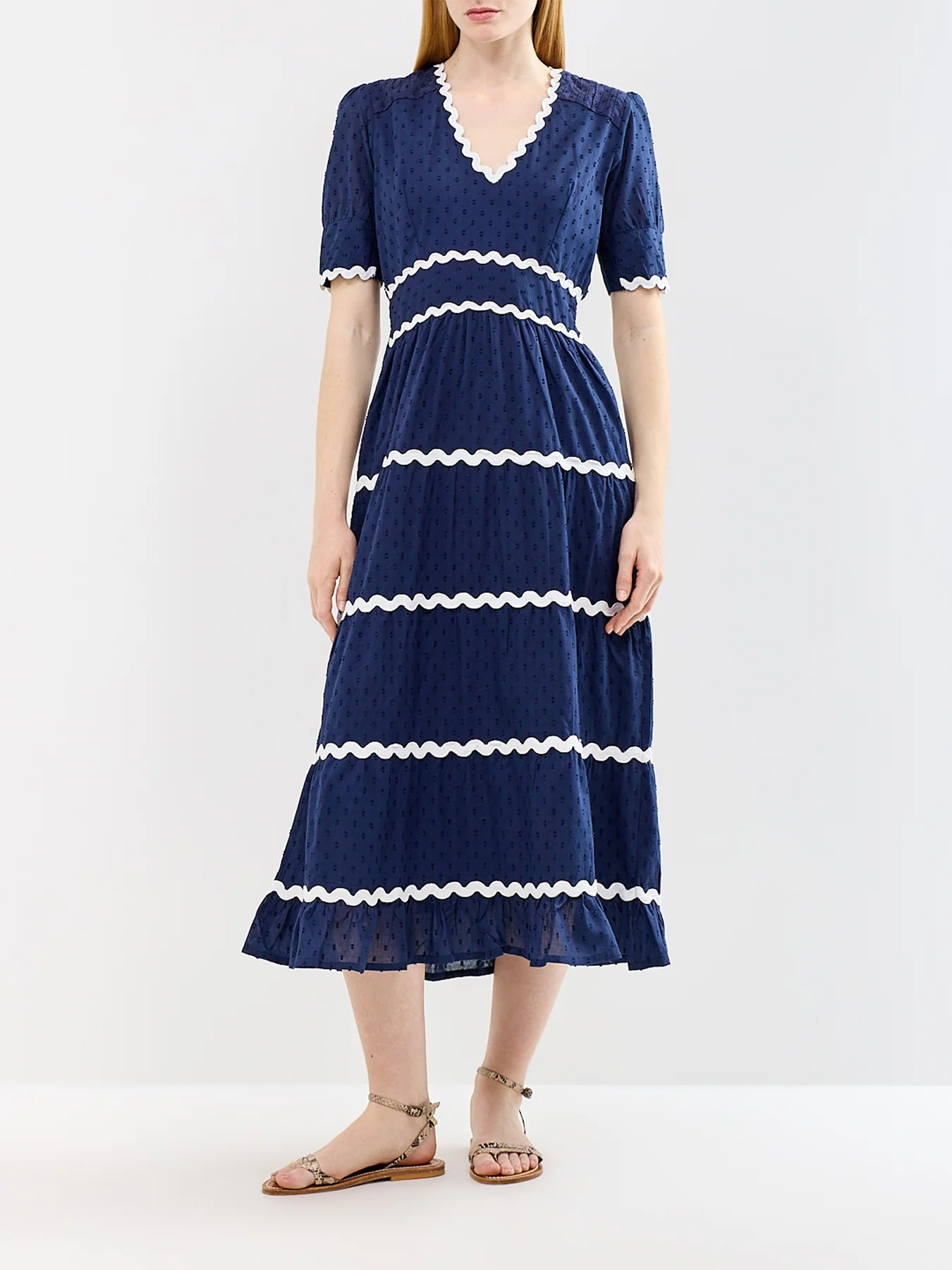 Viola Ric Rac Maxi Dress Navy - Image 4