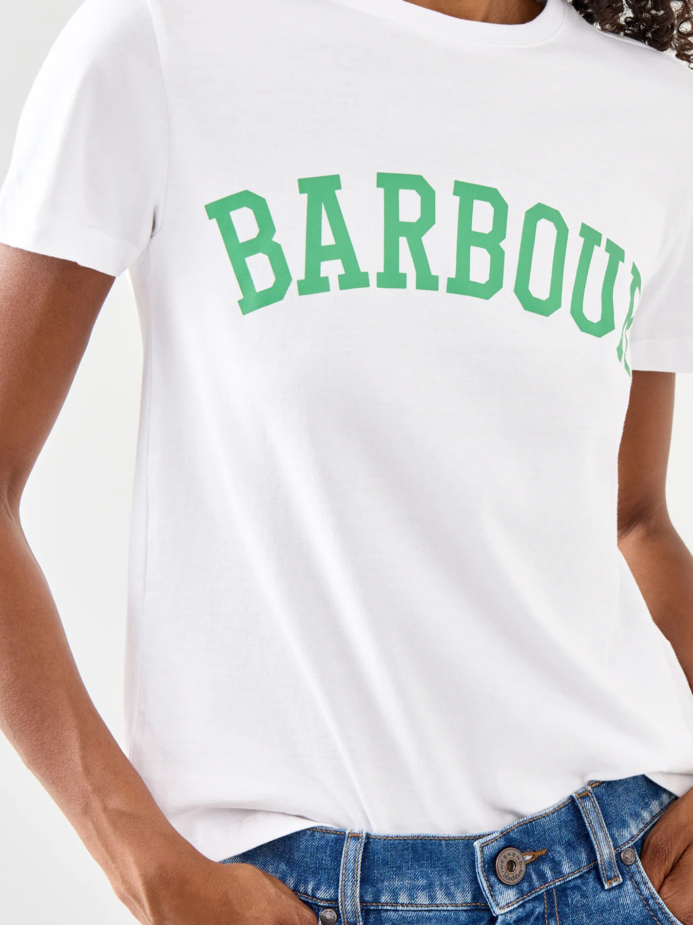 White Cotton Barbour Bailey Graphic T-Shirt - Image 3