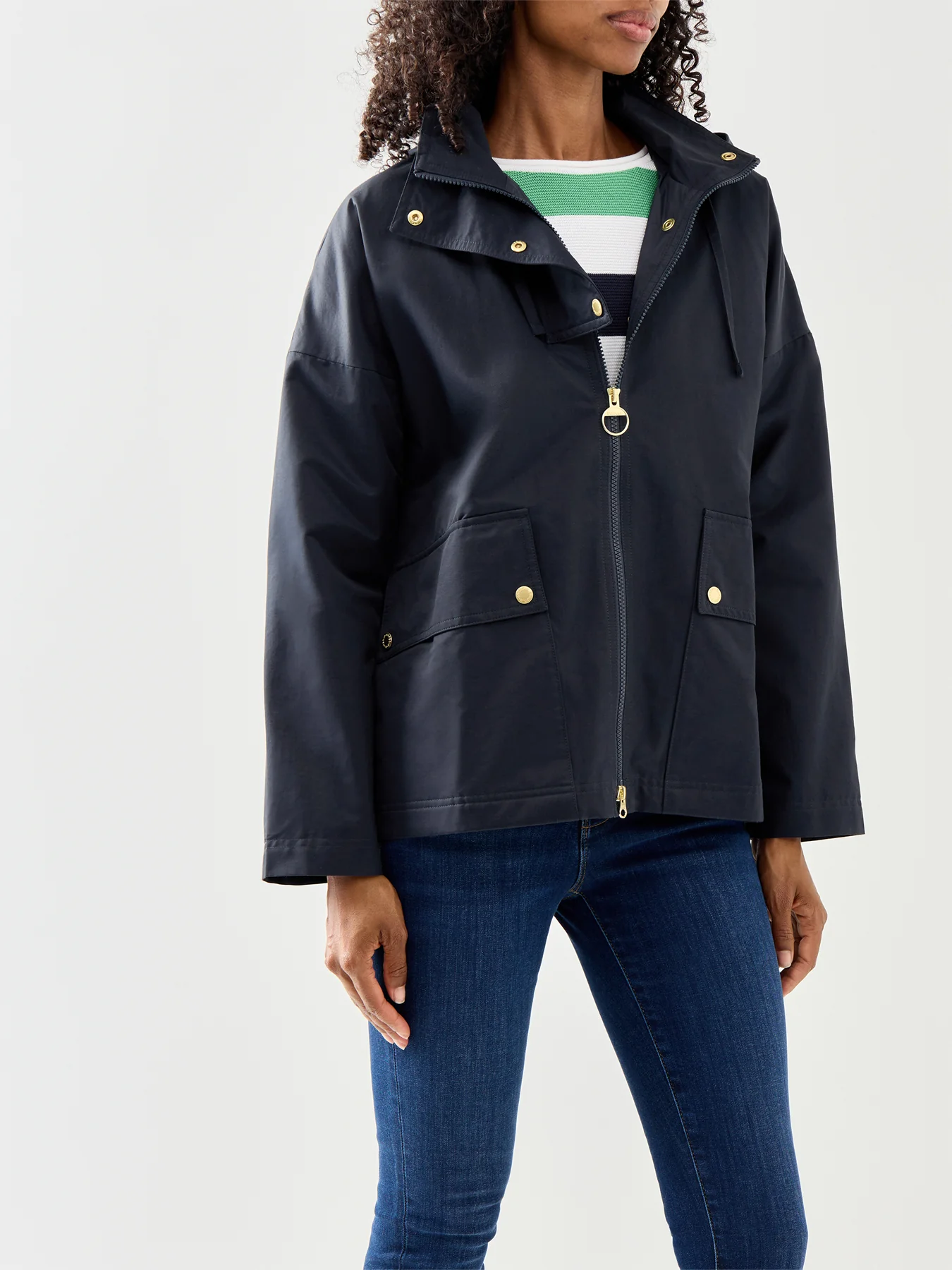Womens Navy Barbour Cecile Showerproof Jacket - Image 4