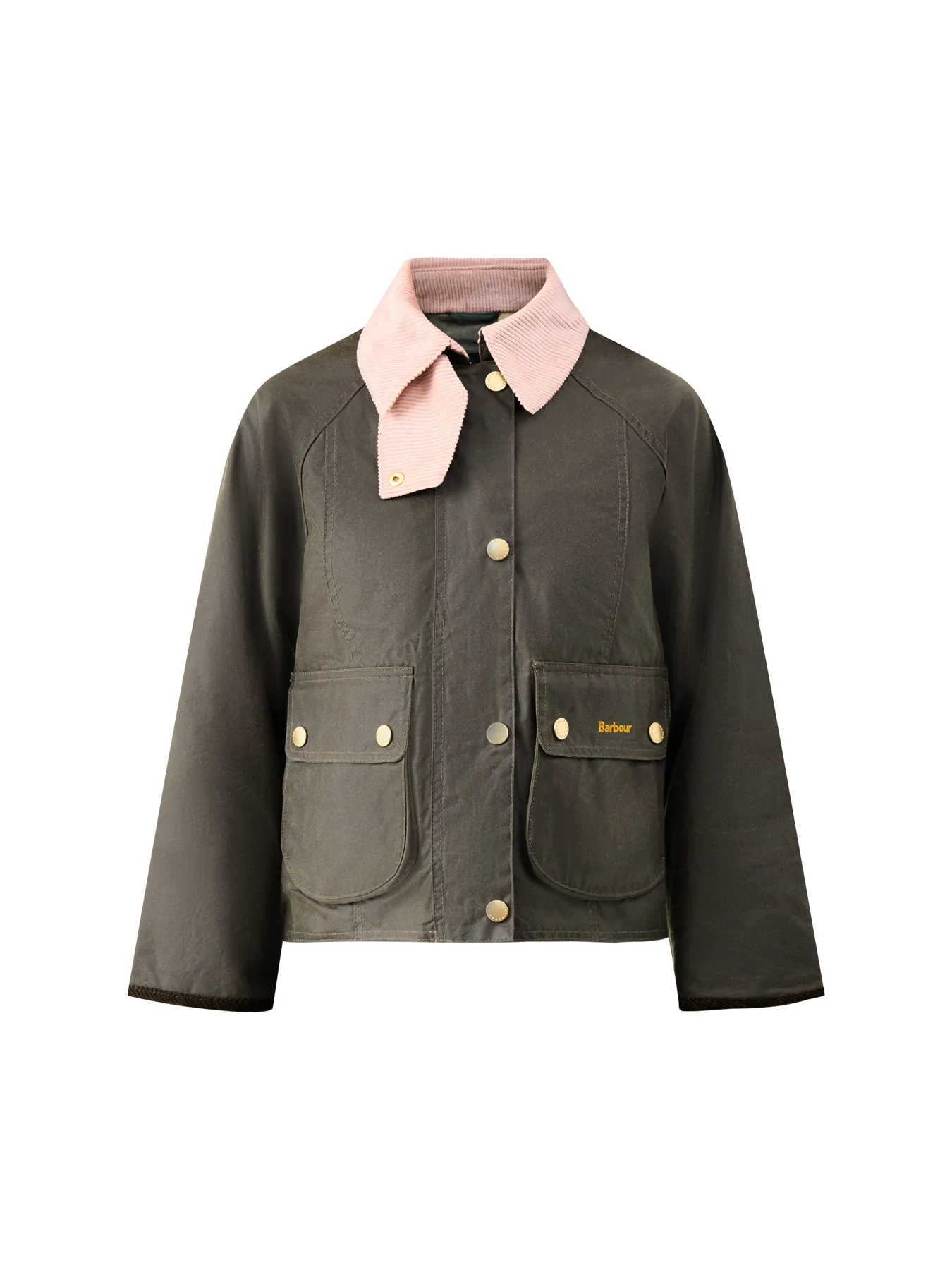 Cropped Beadnell Wax Jacket Olive Green