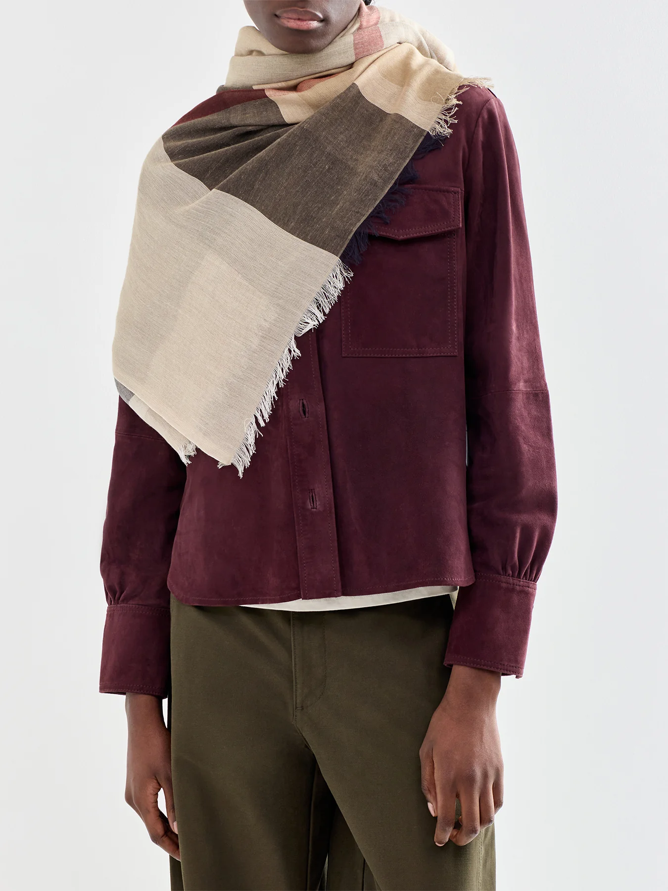 Barbour Esther Multiwear Cotton Scarf Beige - Image 2