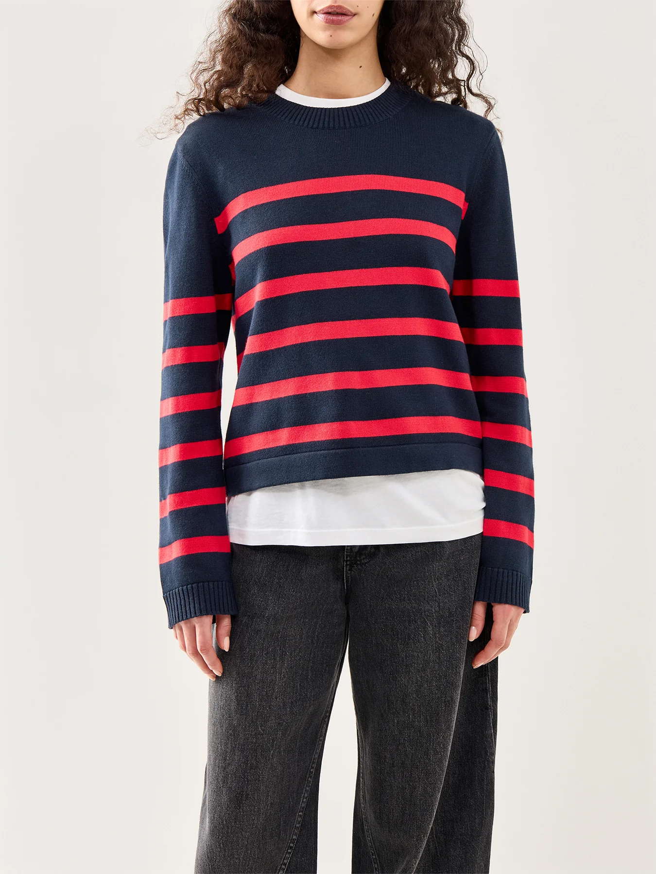 Fern Knitted Jumper Navy Red - Image 4
