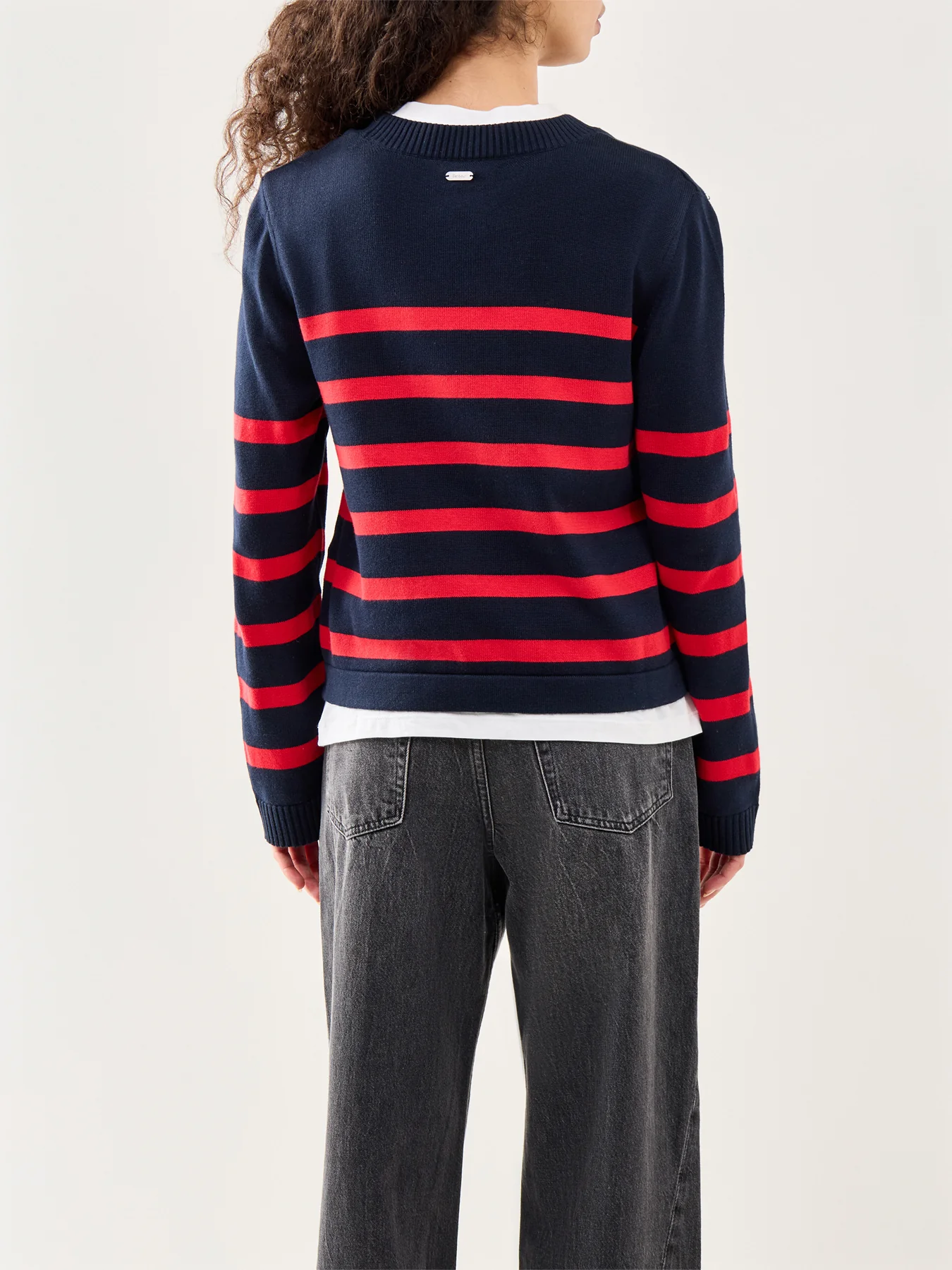 Fern Knitted Jumper Navy Red - Image 5