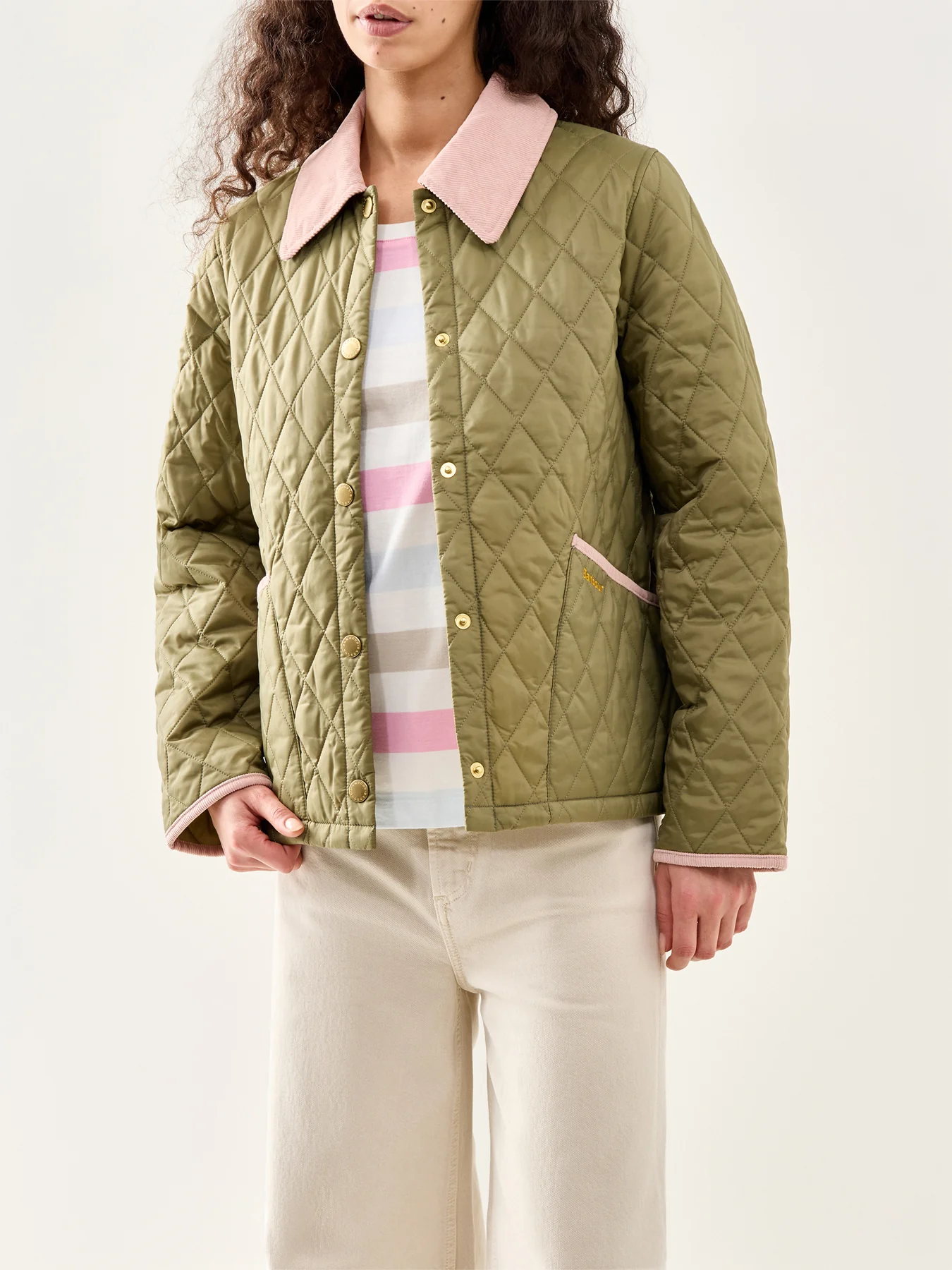 Icons Cropped Liddesdale Quilted Jacket Olive Green - Image 4