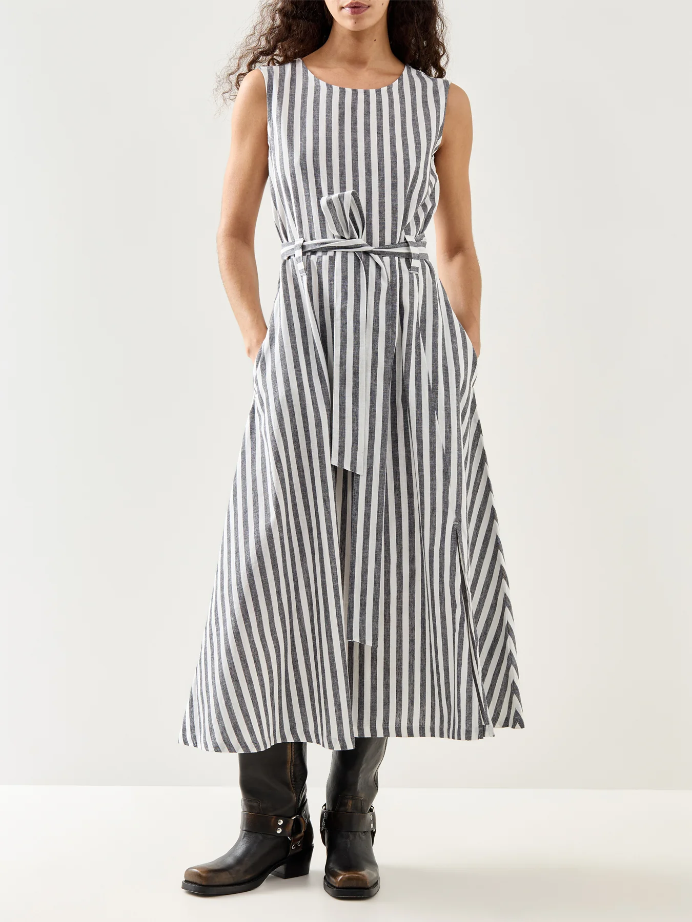 Inez Midi Dress Navy Stripe - Image 2