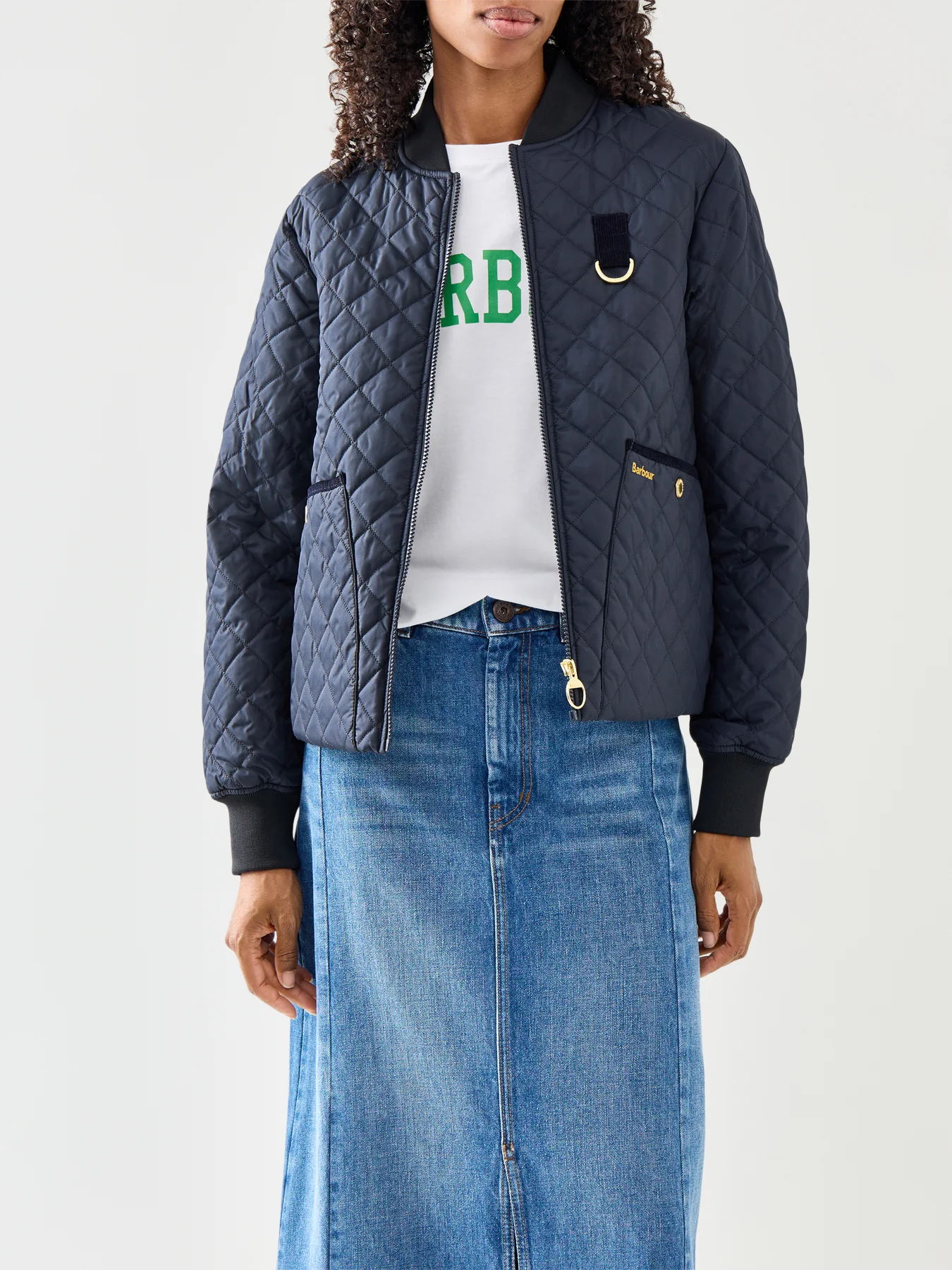 Womens Navy Barbour Reyna Quilt Jacket - Image 4
