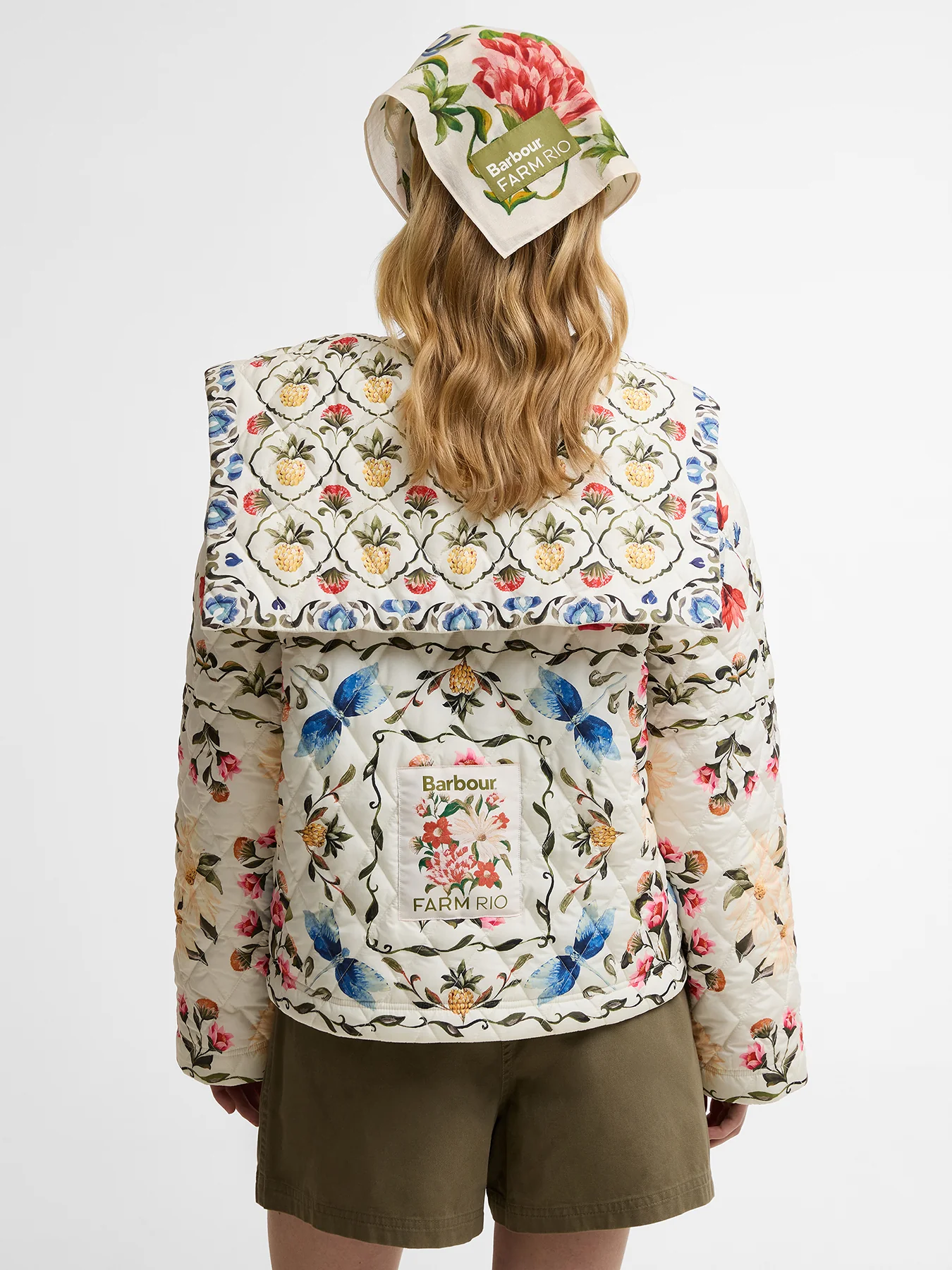 Barbour x Farm Rio Azelia Quilted Jacket Cream - Image 5