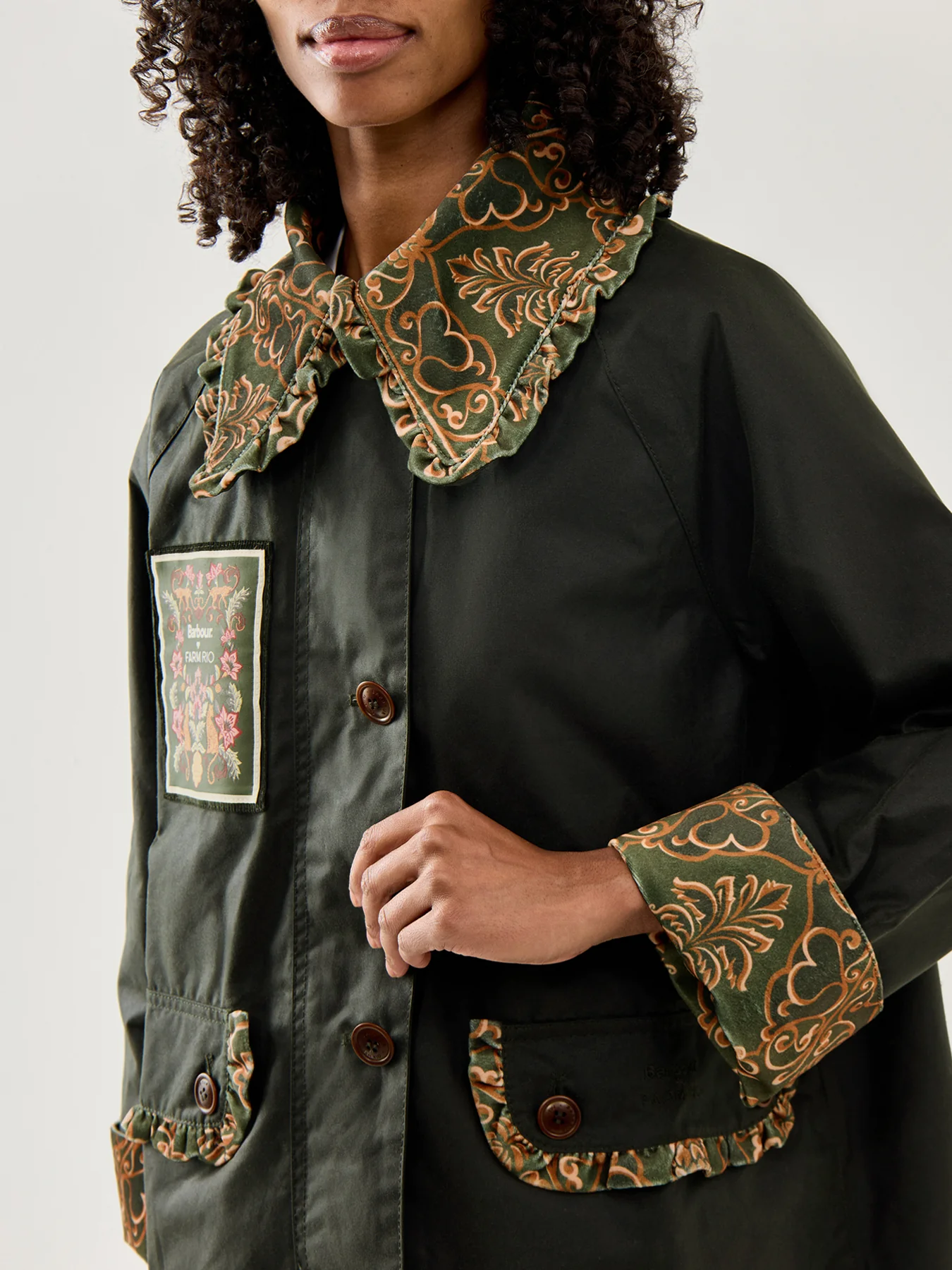 Womens Barbour X Farm Rio Maria-Clara Wax Jacket - Image 3