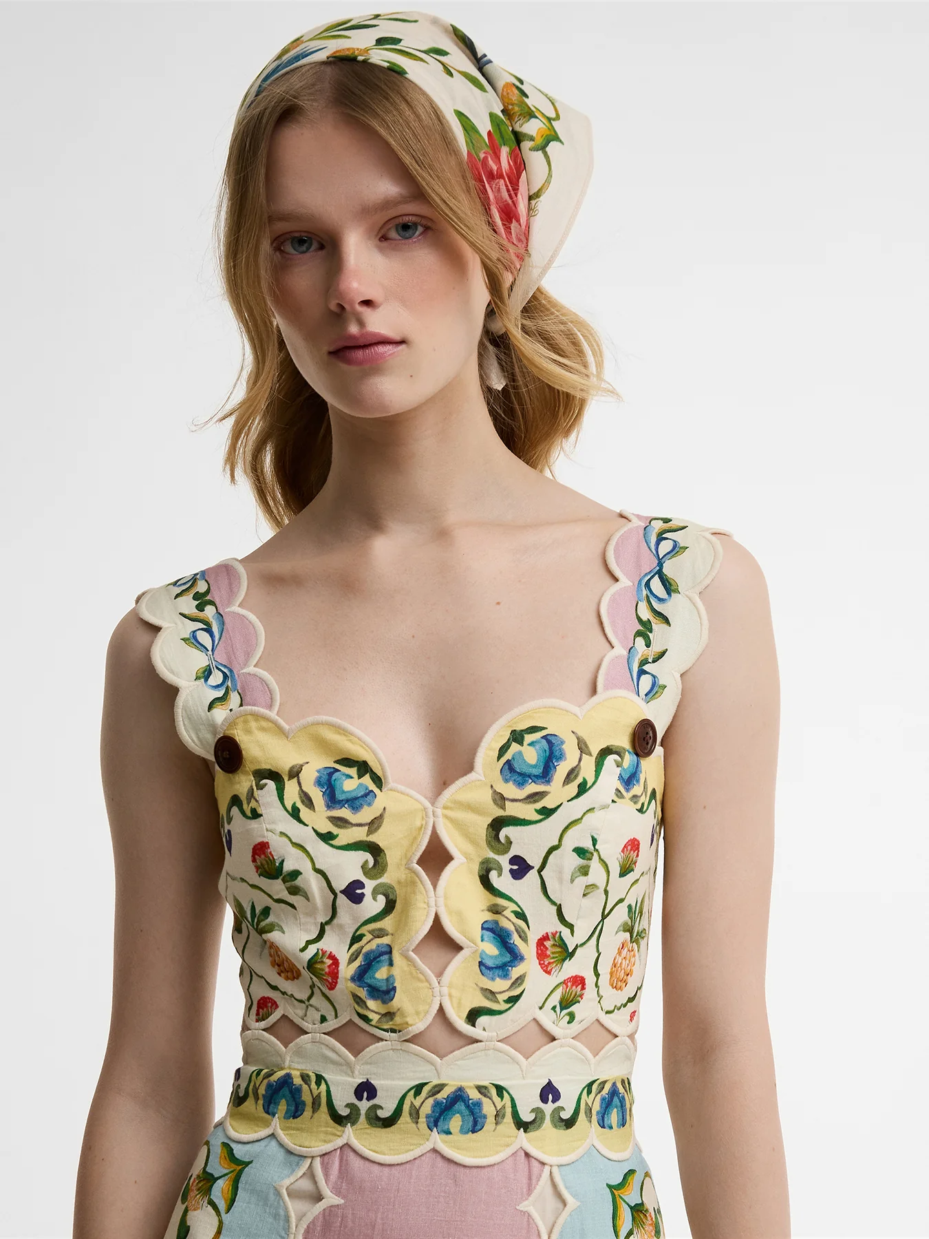 Barbour x Farm Rio Petal Dress Cream - Image 3
