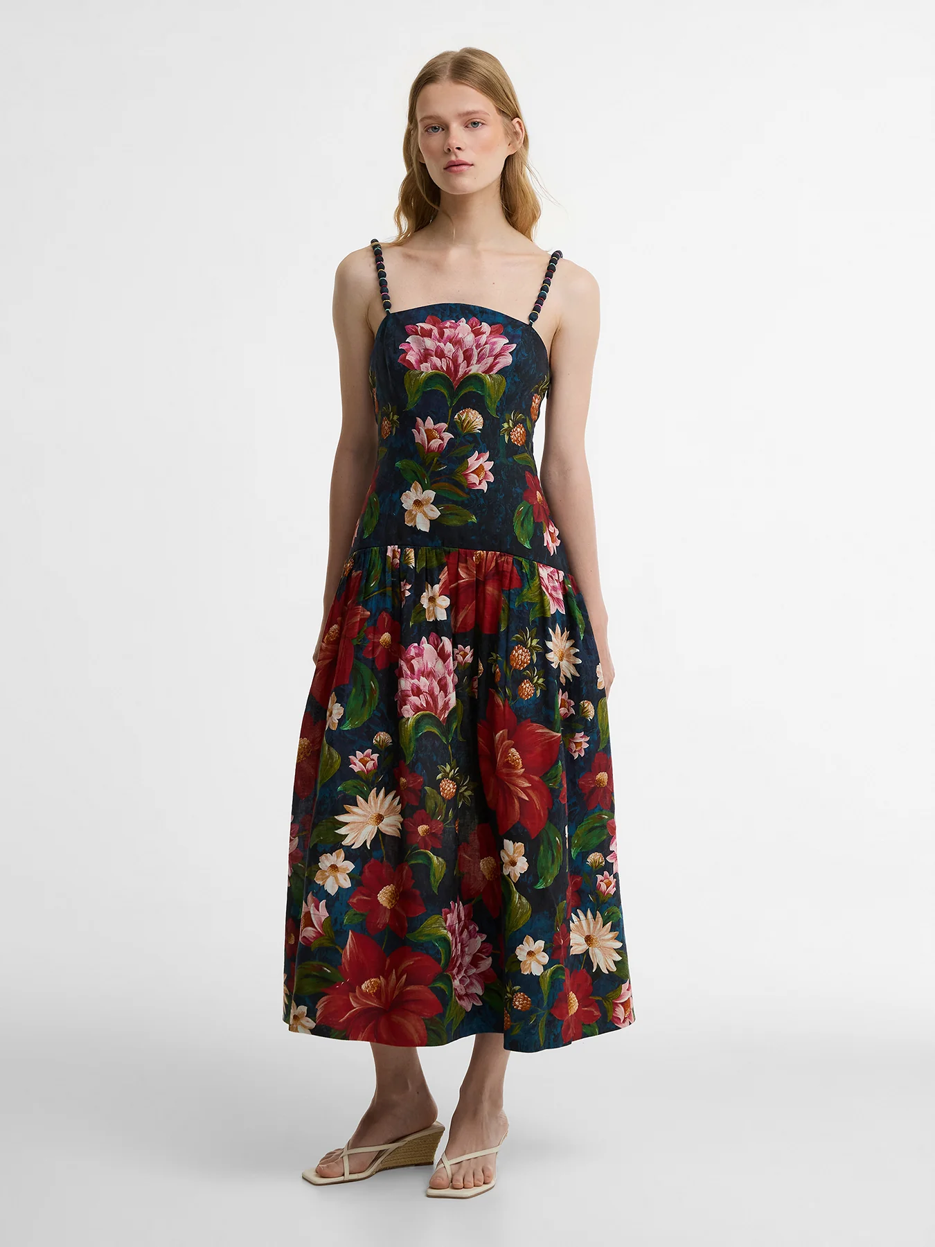 Barbour x Farm Rio Wild Flower Dress Navy - Image 4