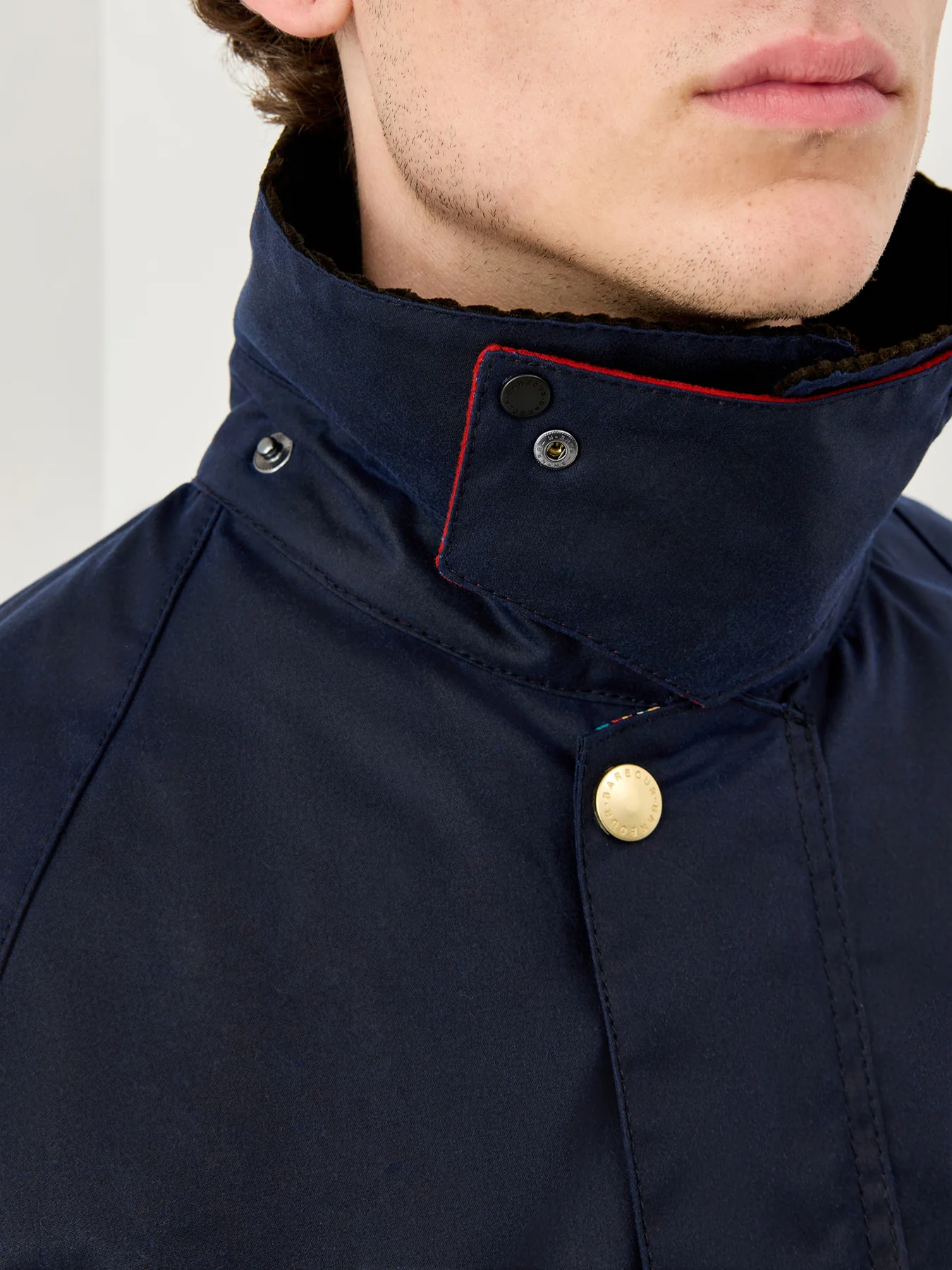 Mens Paul Smith Loves Barbour Bedale Wax Jacket Night Sky - Image 3