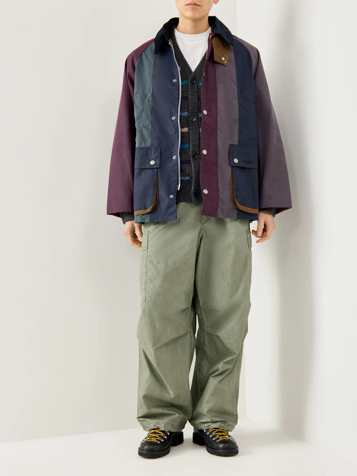 Mens Paul Smith Loves Barbour Oversized Bedale Striped Wax Jacket - Image 2