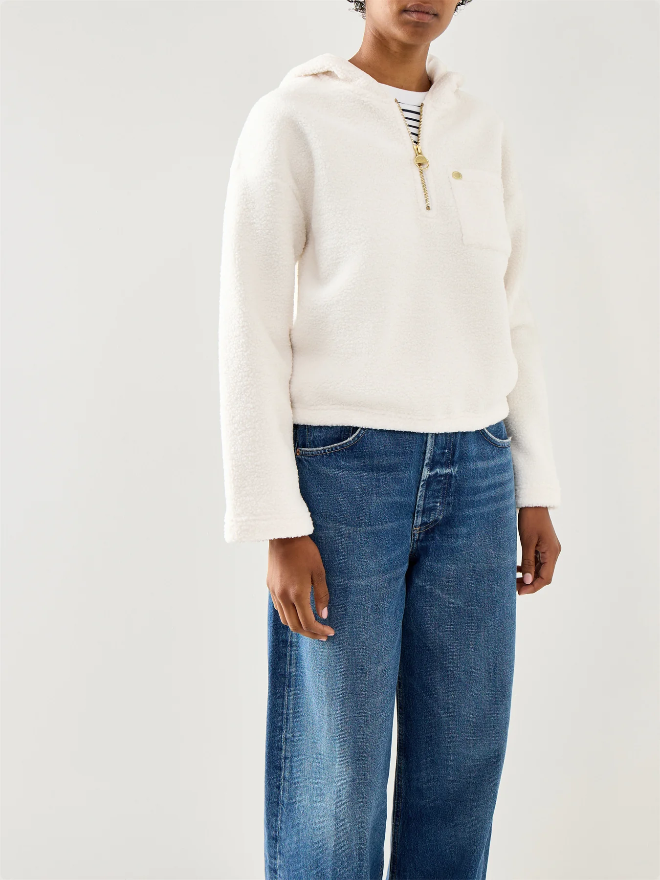 Womens Lola Fleece Hoodie White - Image 4