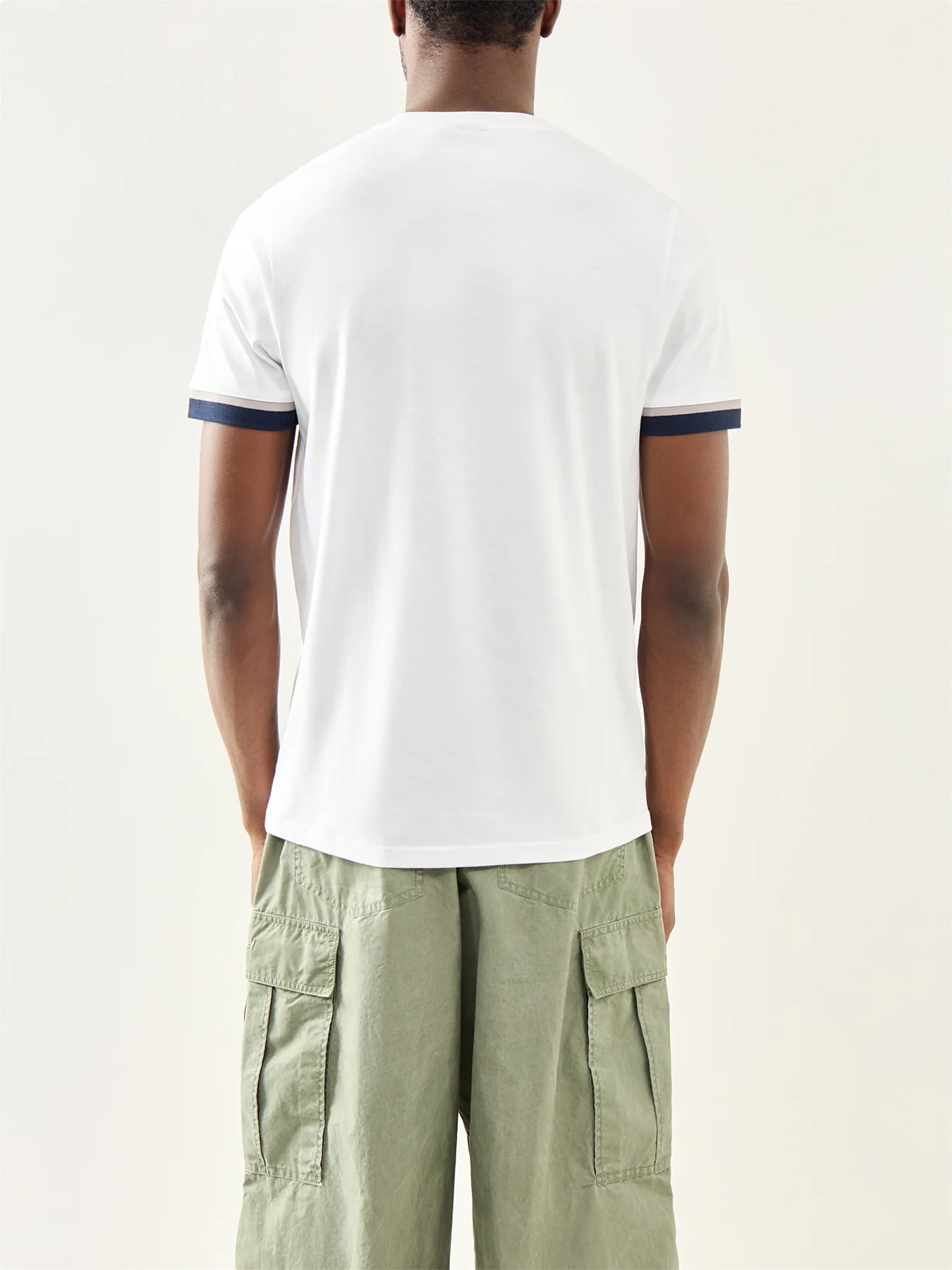 Deep Cuff Evan Tipped T-Shirt White - Image 5