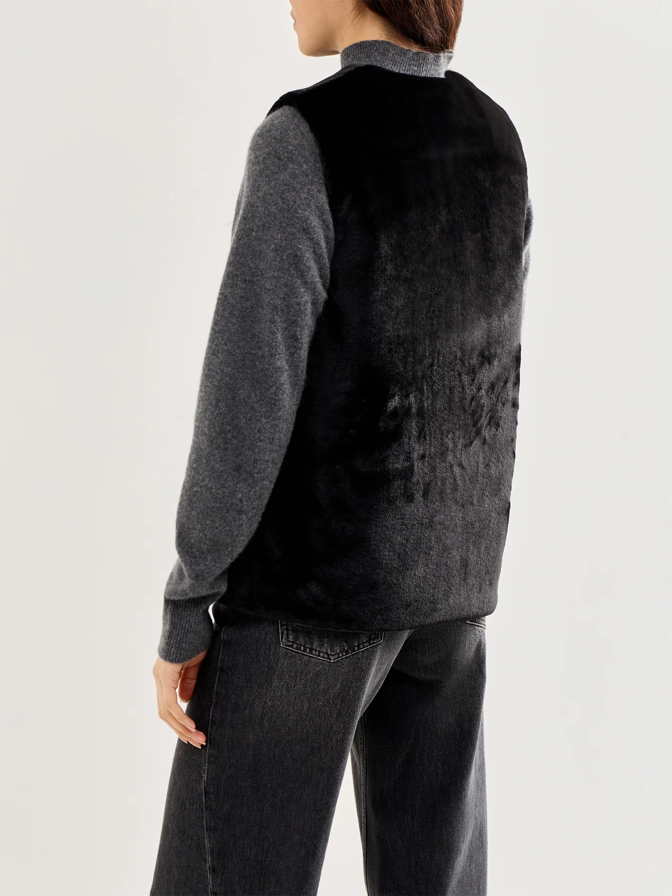Milan Fur Trim Gilet Black - Image 5