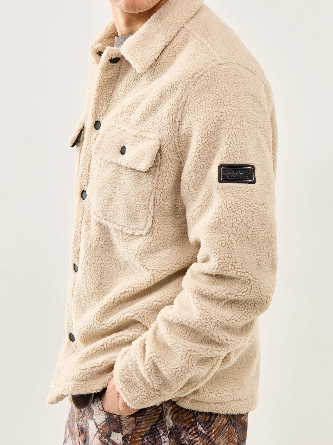 Trident Borg Fleece Overshirt Cream - Image 3