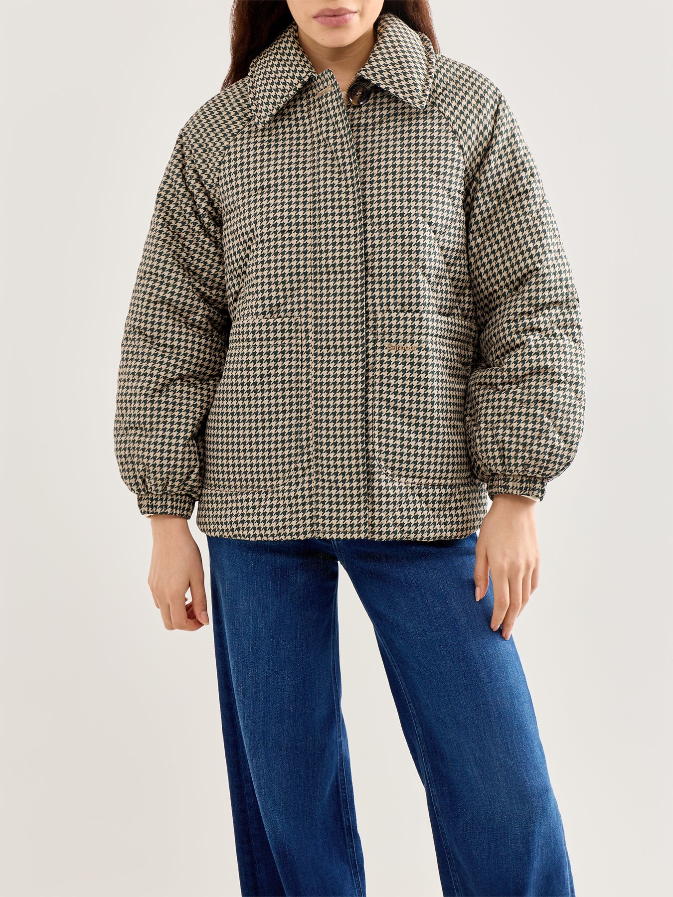 Laoise Check Quilted Jacket Green - Image 4