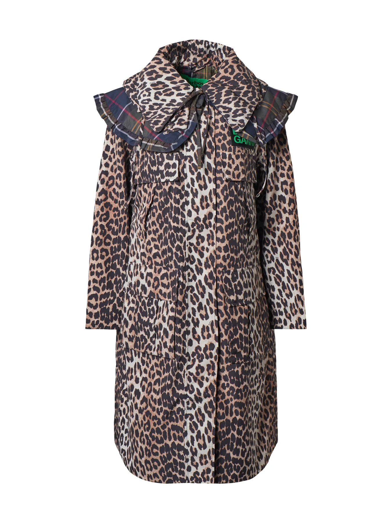 Barbour x Ganni Leopard Waterproof Parka Jacket