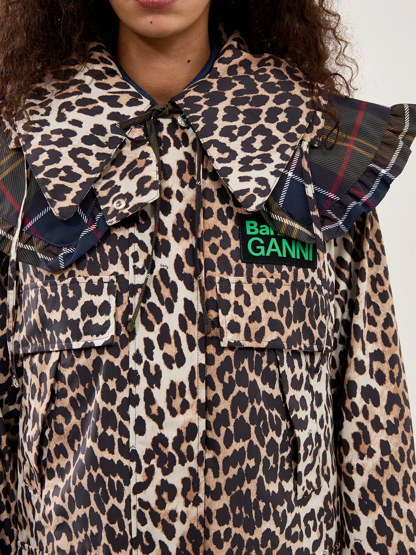 Barbour x Ganni Leopard Waterproof Parka Jacket - Image 3