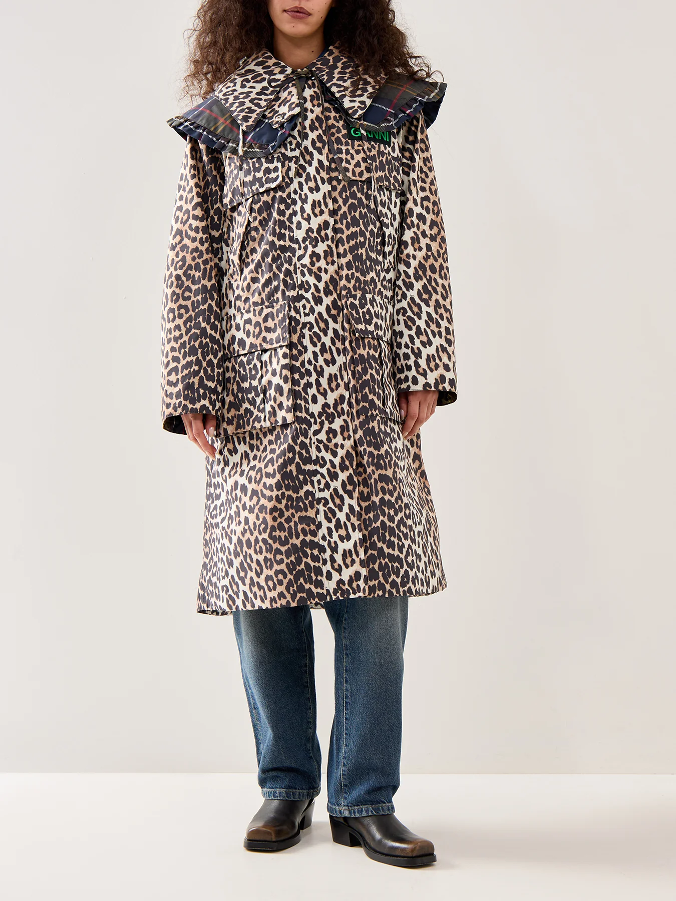 Barbour x Ganni Leopard Waterproof Parka Jacket - Image 4