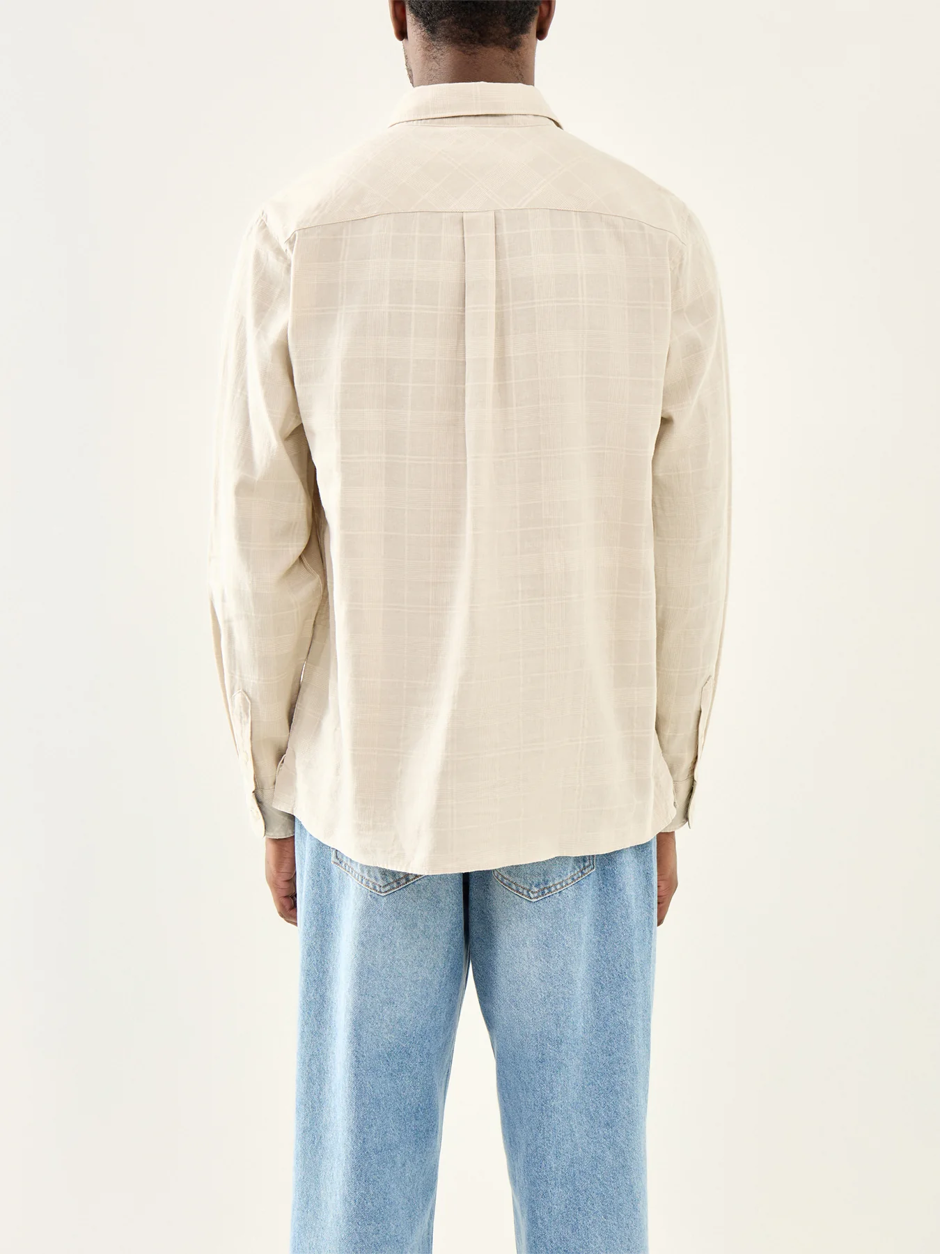 Ingswell Textured Tartan Relaxed Shirt Cream - Image 5