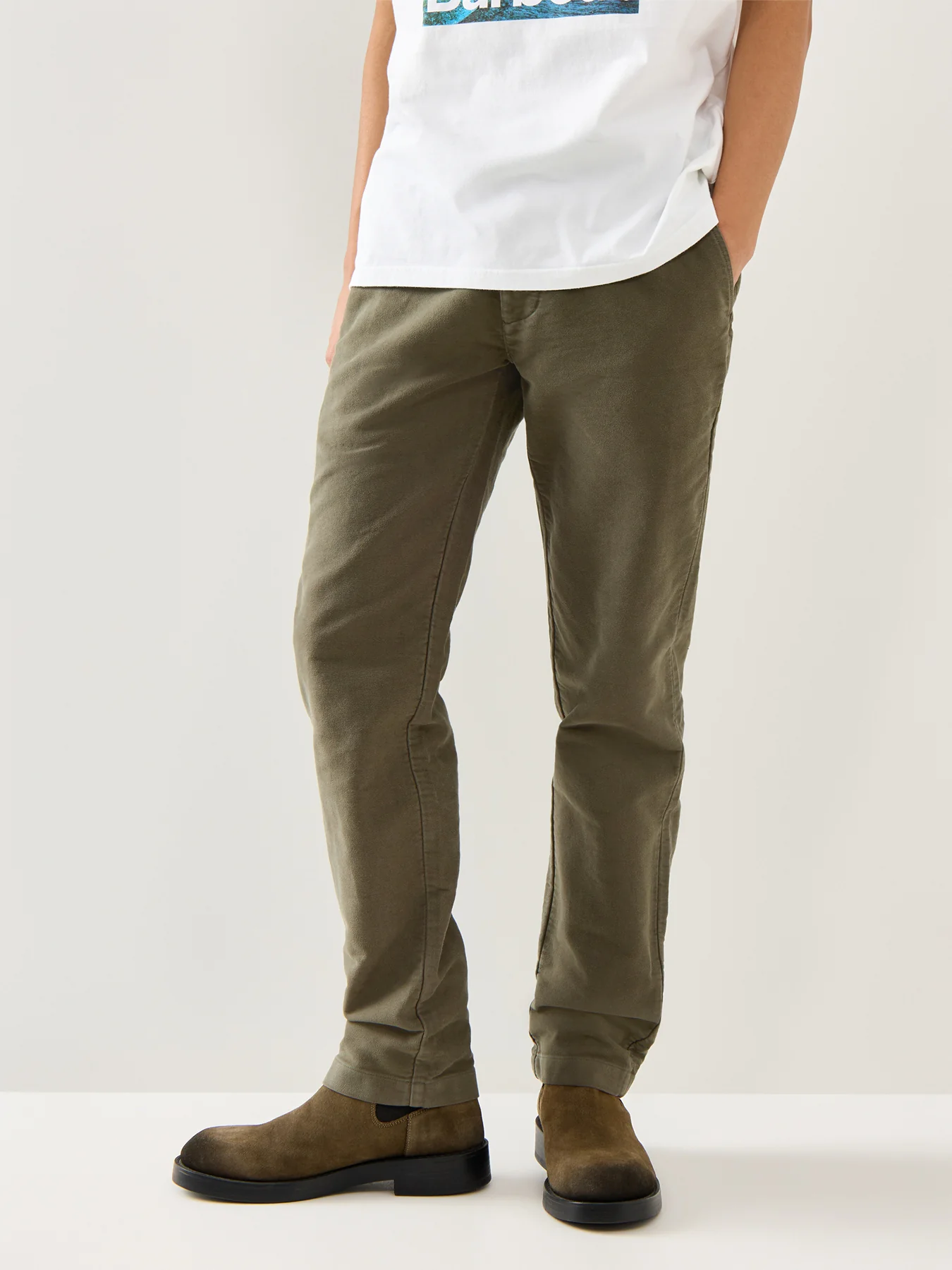 Moleskin Tailored Trouser Dark Olive - Image 4