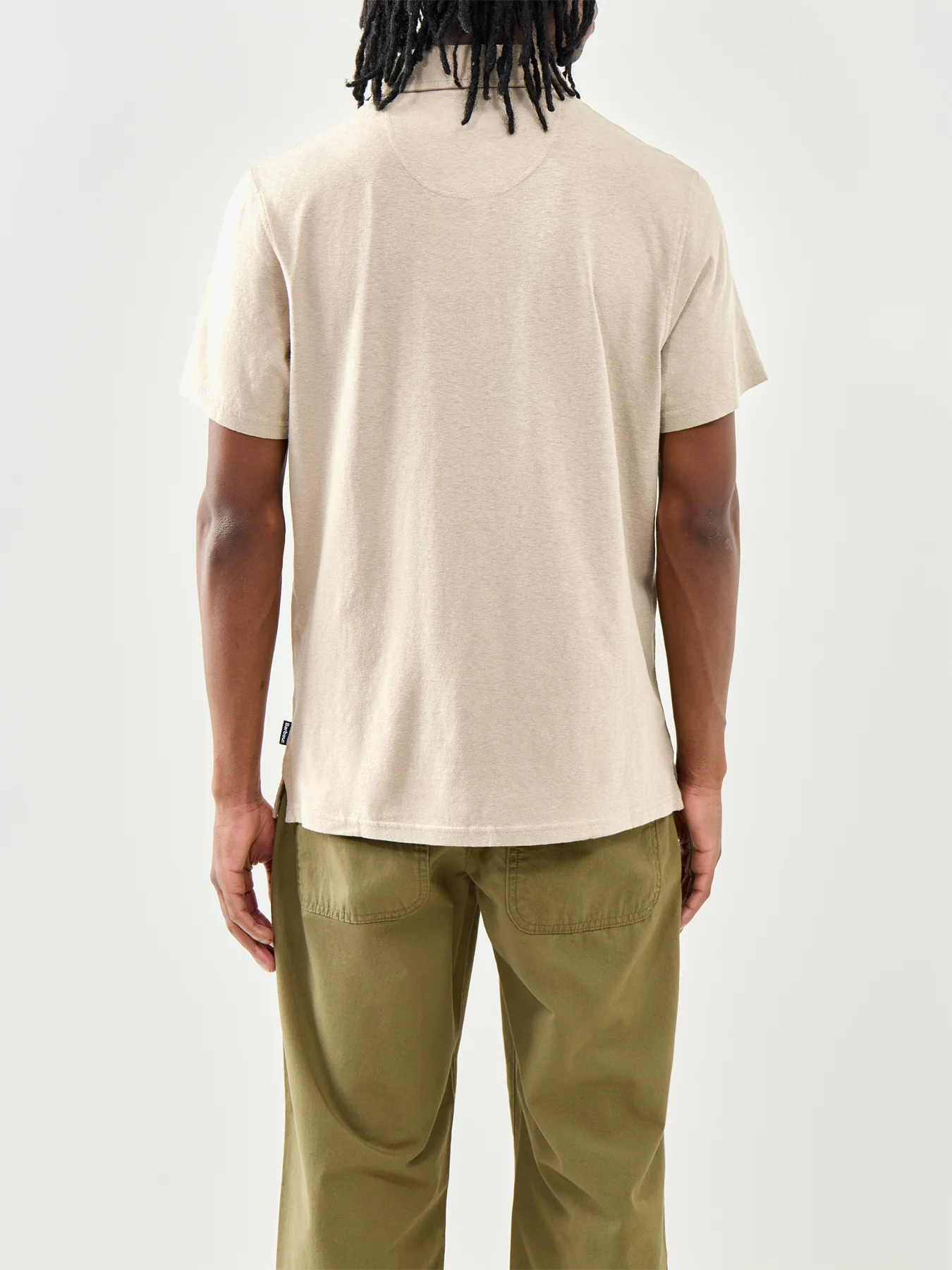 Barbour Steventon Linen Blend Polo Shirt Beige - Image 5