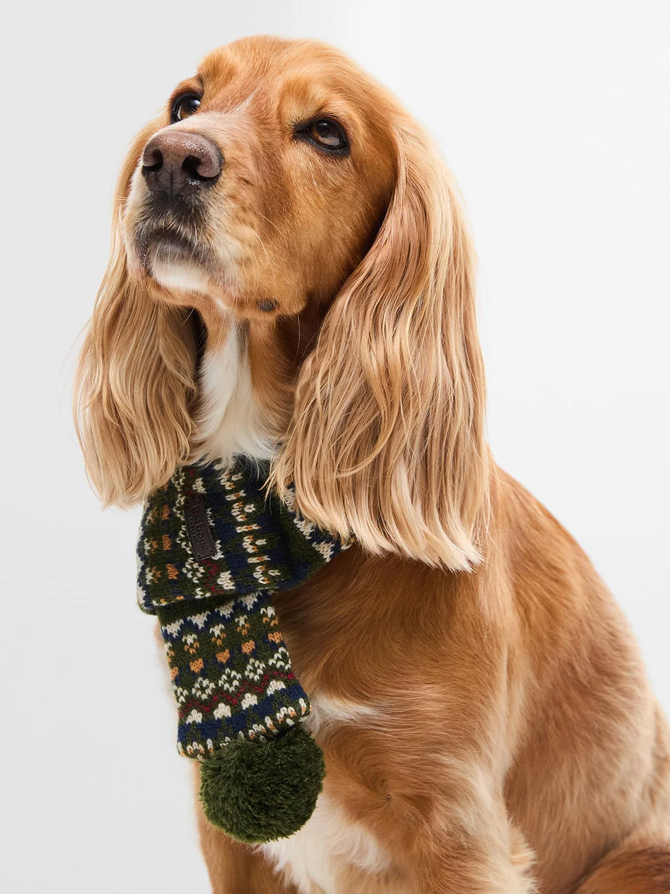 Barbour Marlow Fair Isle Dog Scarf Olive Small/Medium - Image 2