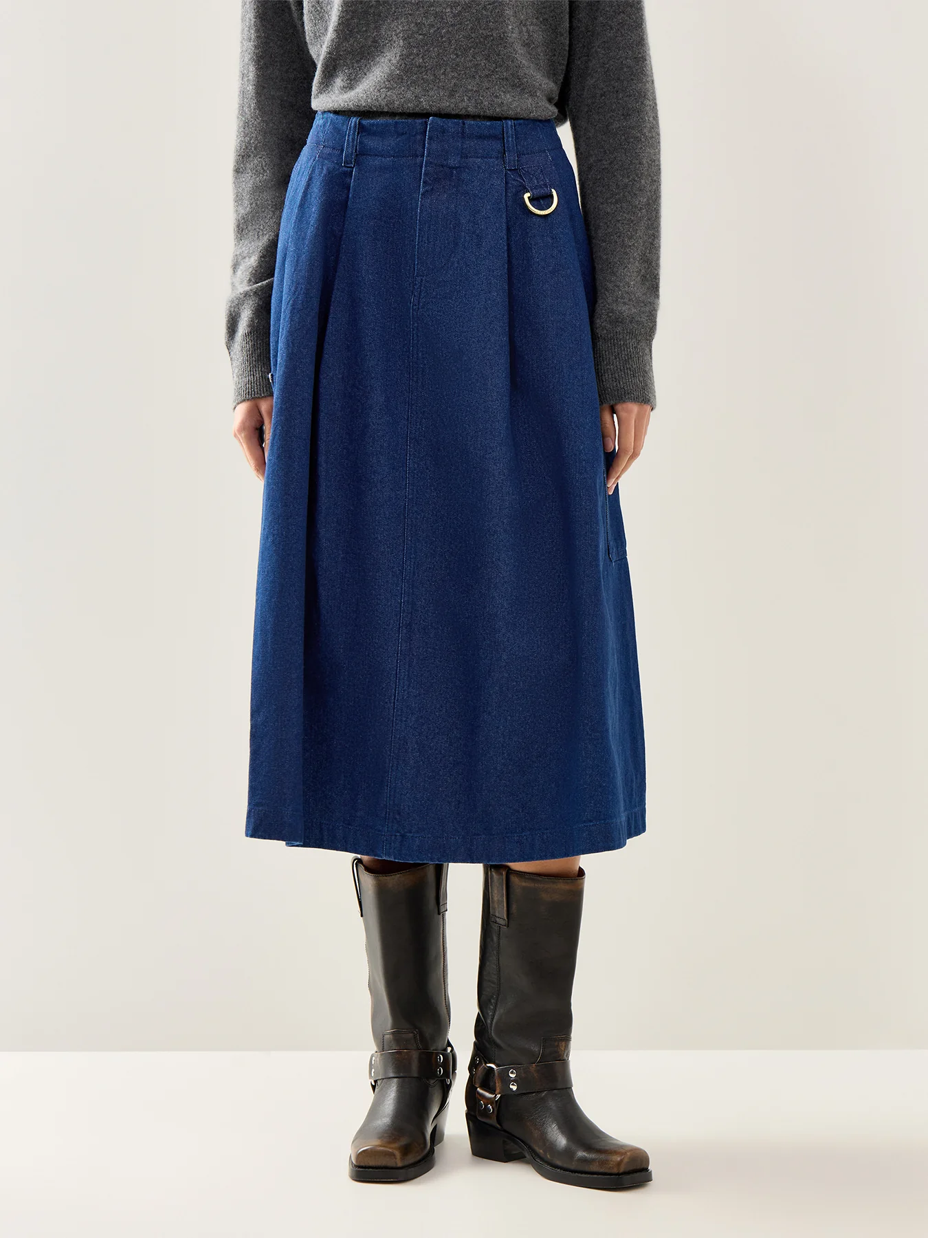Saima Denim Midi Skirt Rinse Wash - Image 4