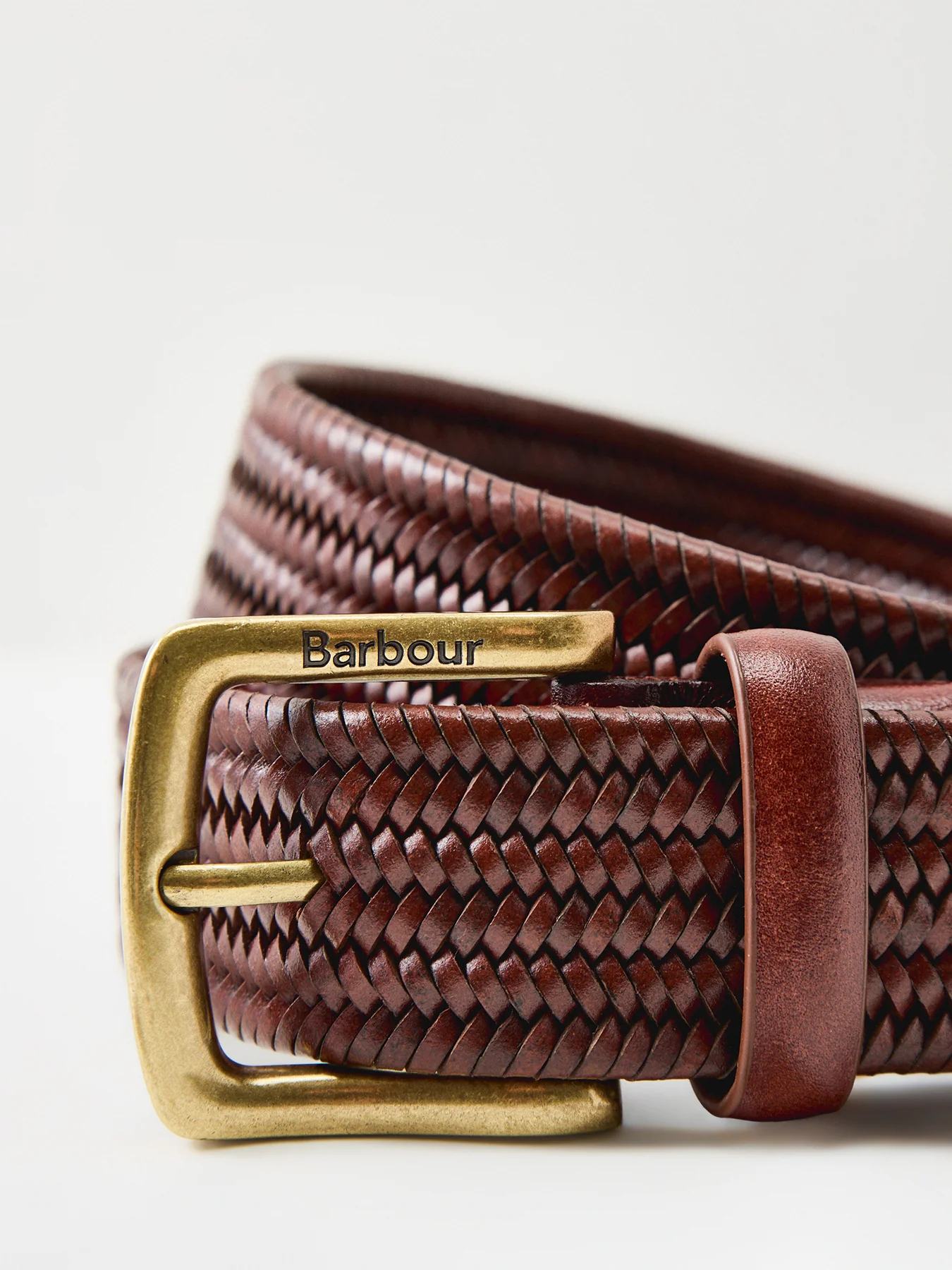 Stretch Leather Woven Belt Brown - Image 3