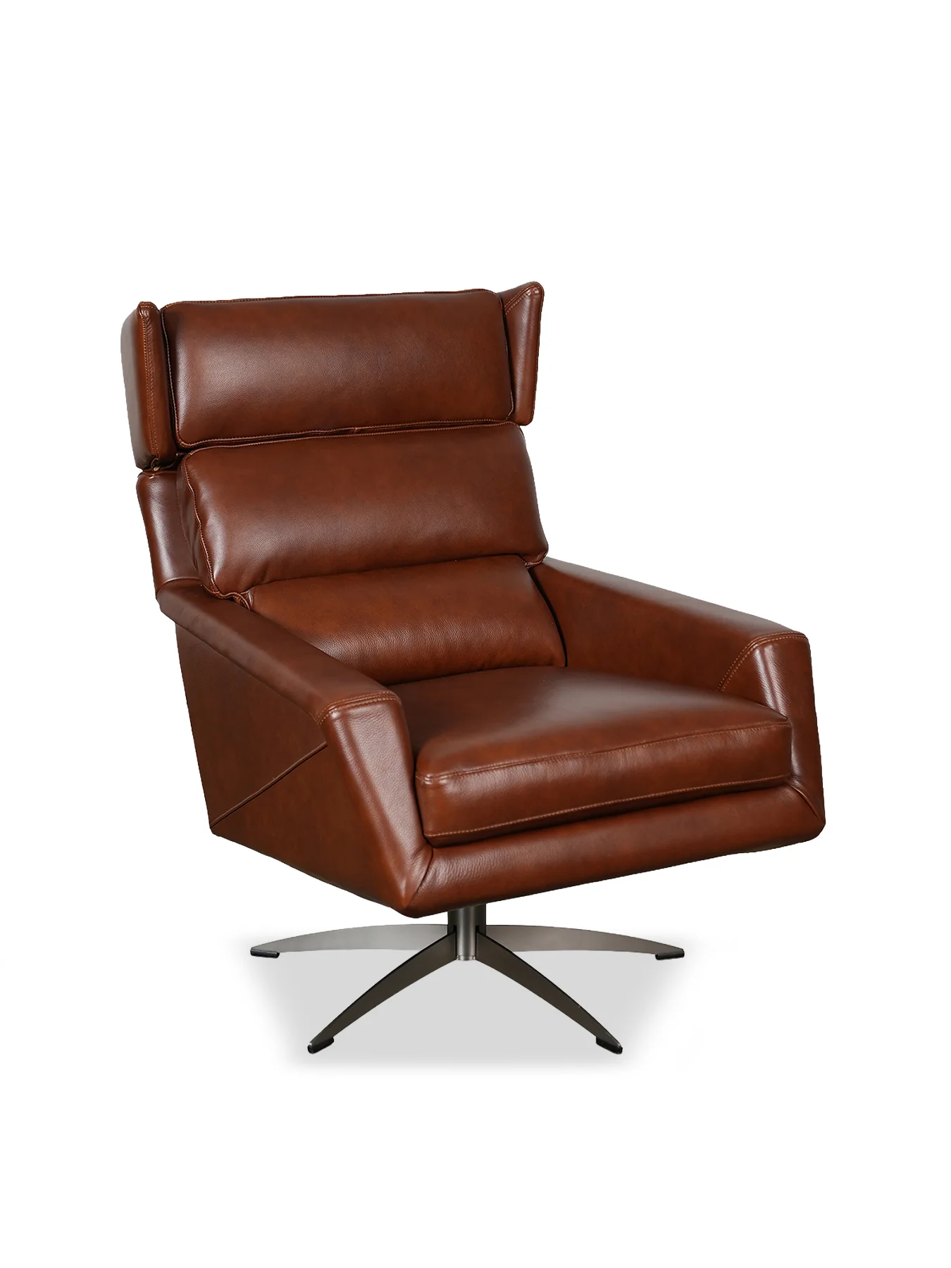Bentley Brown Leather Swivel Armchair