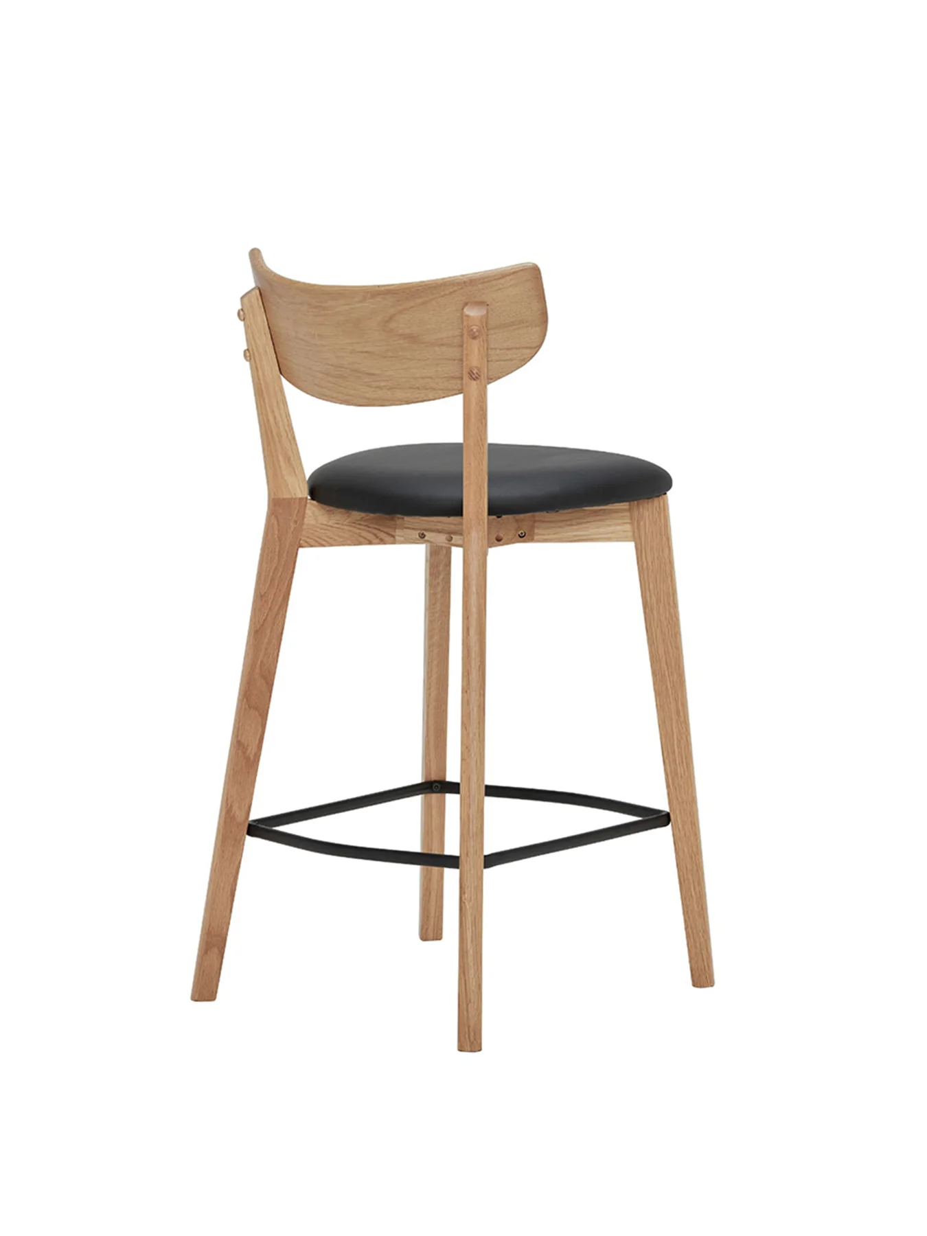 Jessa Oak Counter Stool with PU Seat - Image 3
