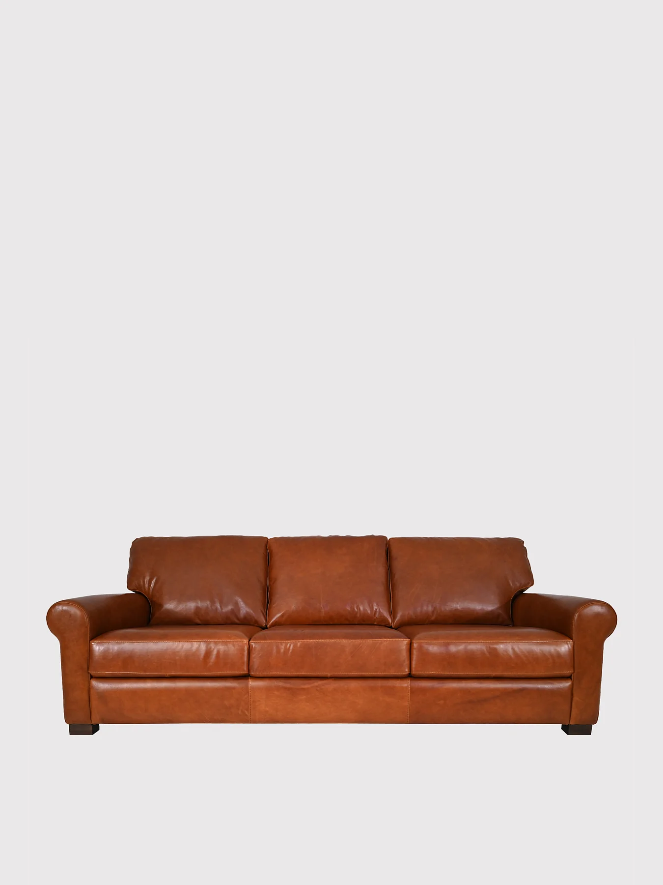 Rendola Brown Leather 3 Seater Sofa - Image 2