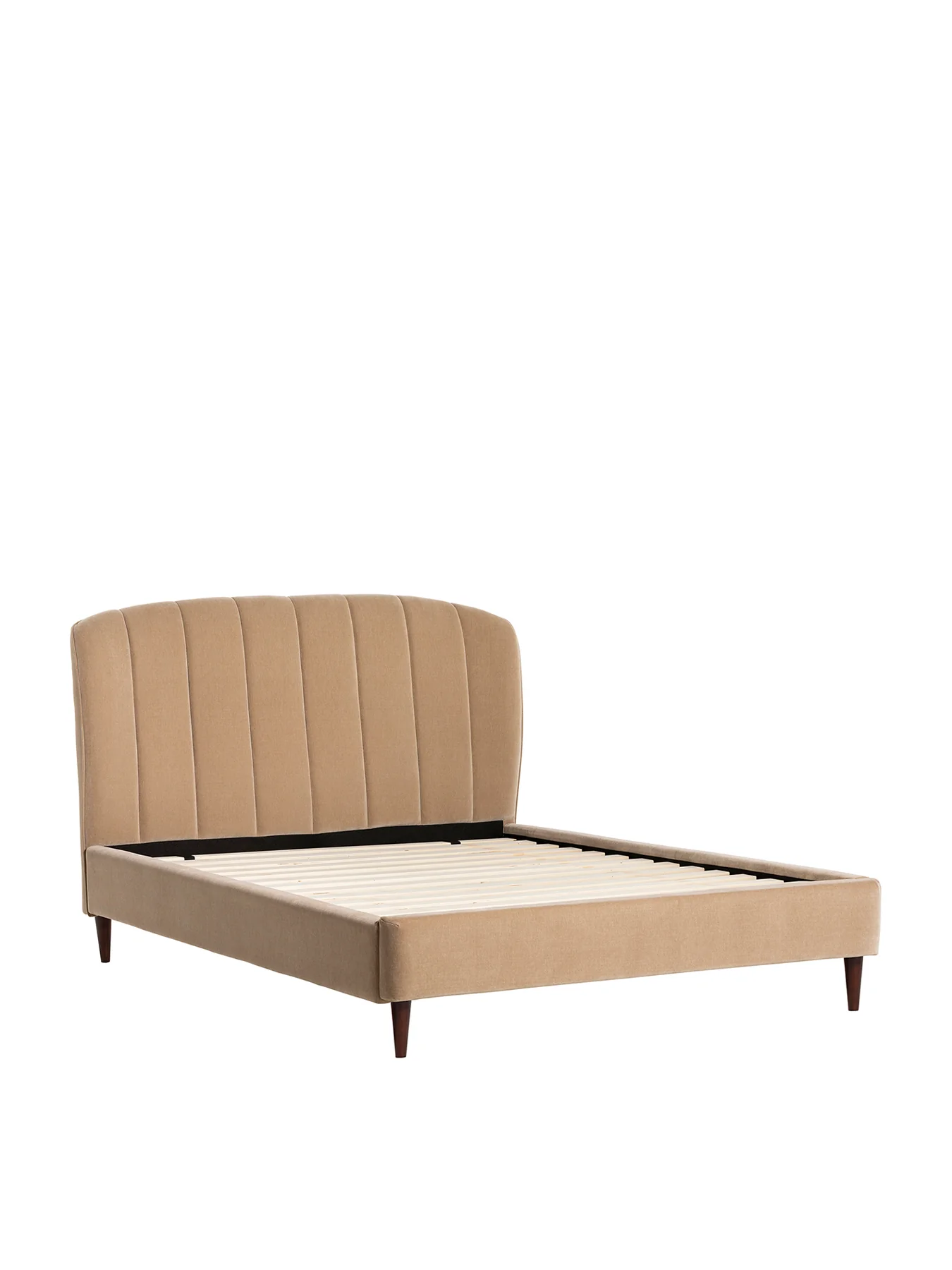 Reyes Light Brown Fabric Double Bed Frame - Image 3