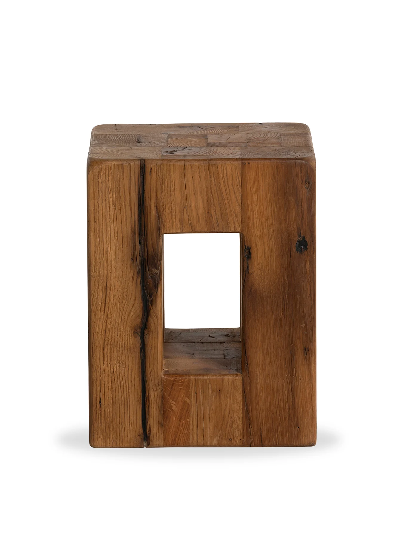 Strath Recycled Oak Stool Brown - Image 2