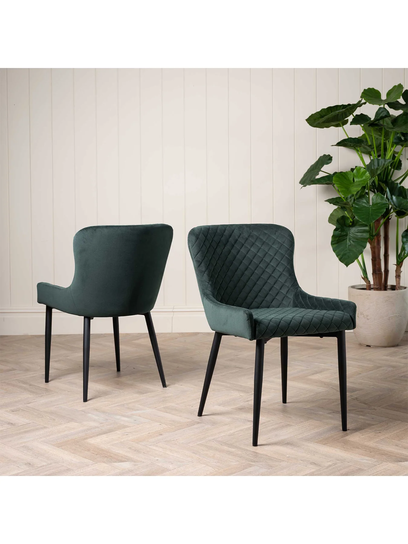 Rivington Velvet Dining Chair Green - Image 2