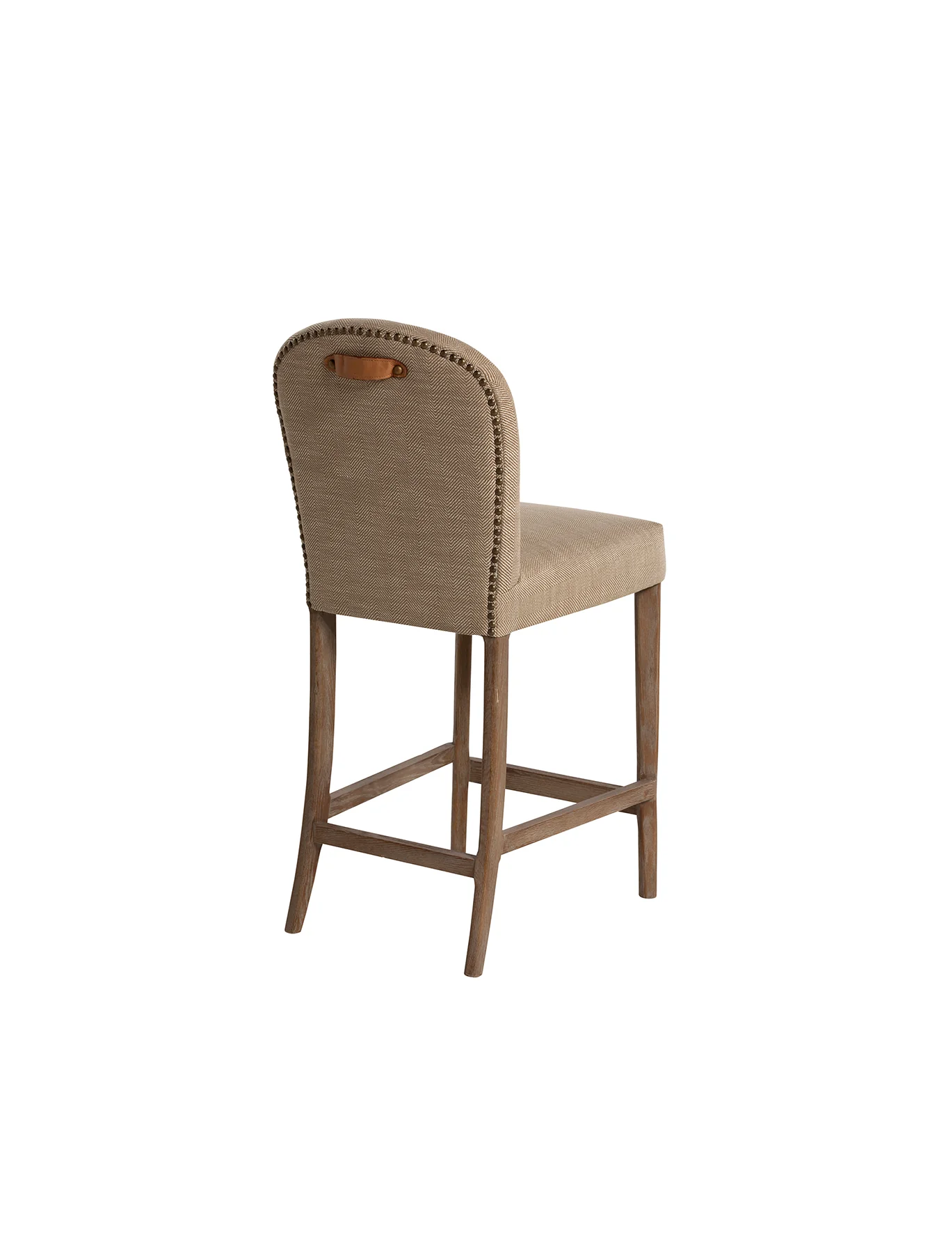 Maurice Fabric Bar Stool with Brass Studs - Image 3