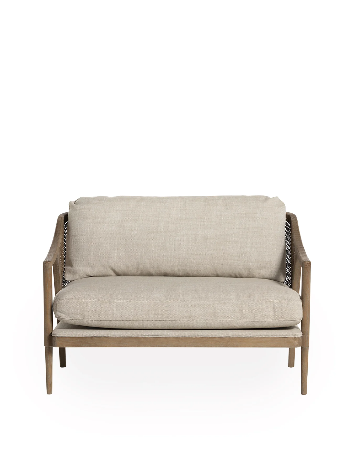 Pascal Beige Fabric 2-Seater Sofa with Rattan Sides - Image 3